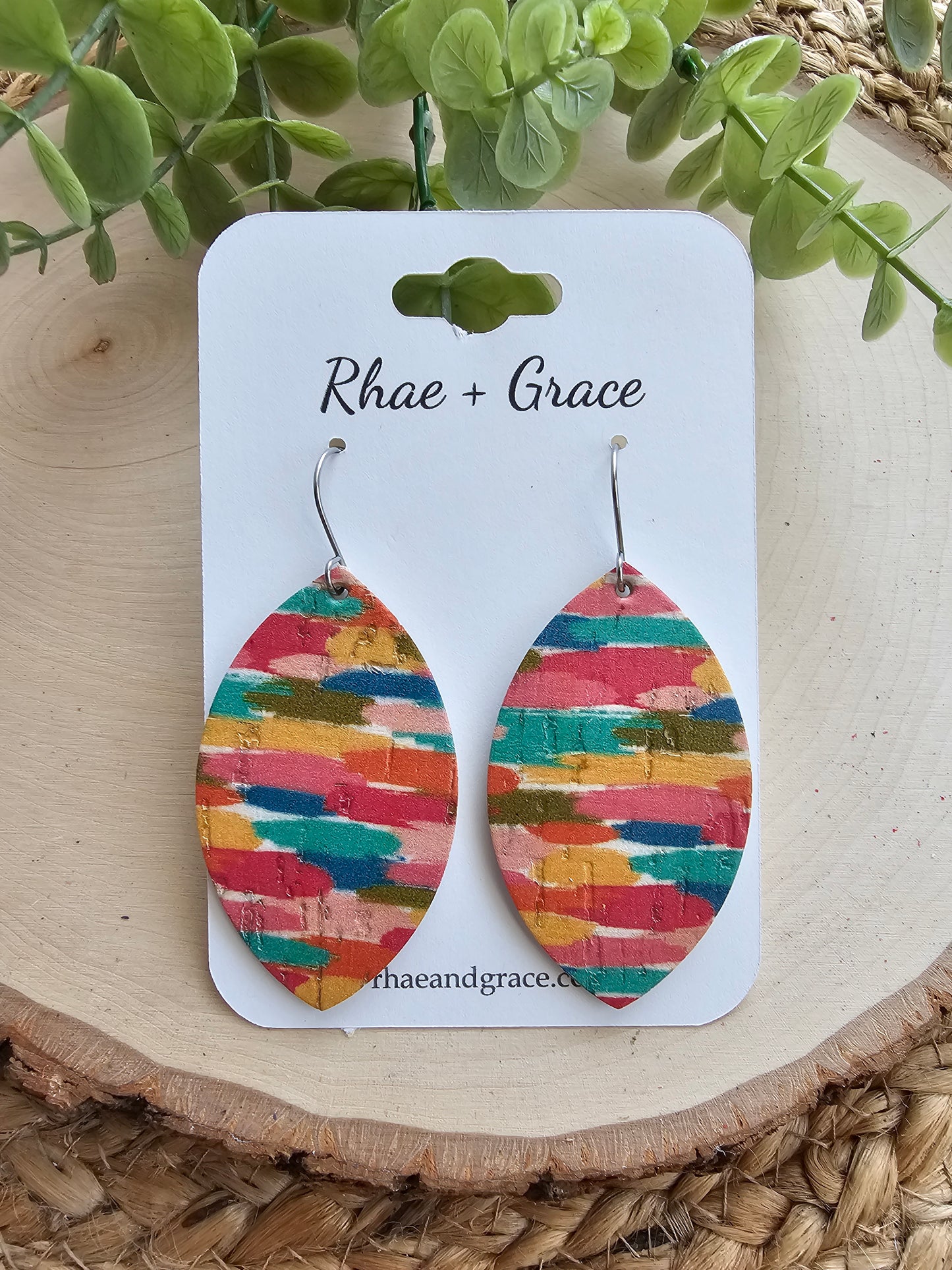 Confetti Brushstrokes Leaf Leather Earrings