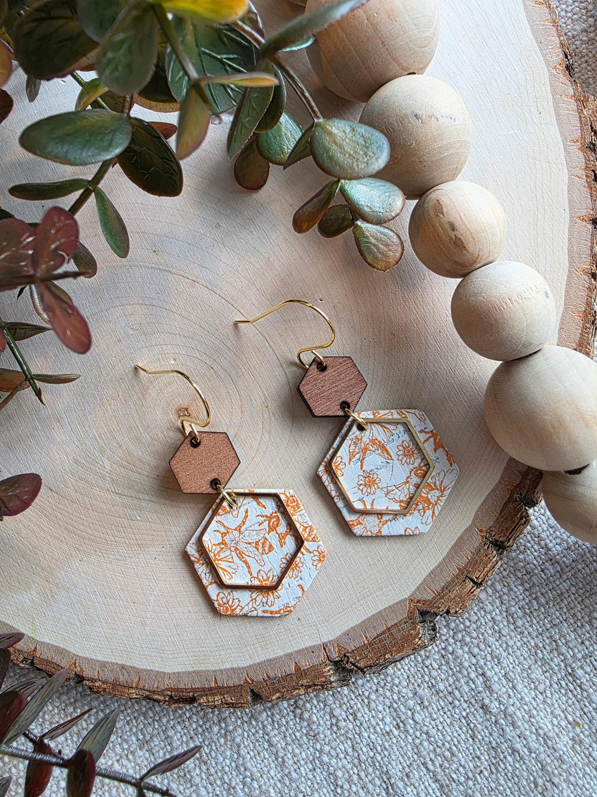 Honeybee Hexagon Earrings