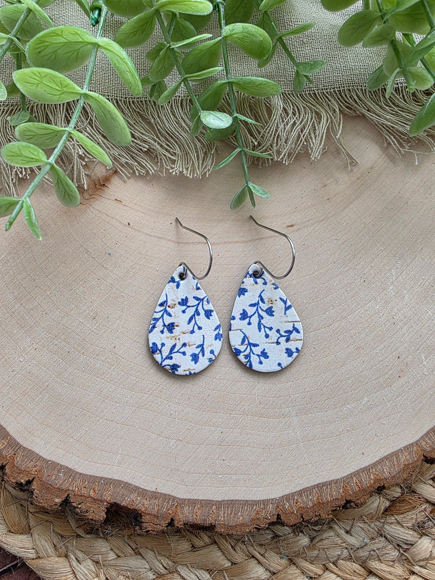 Bluebell Blue & White Teardrop Earrings - Small