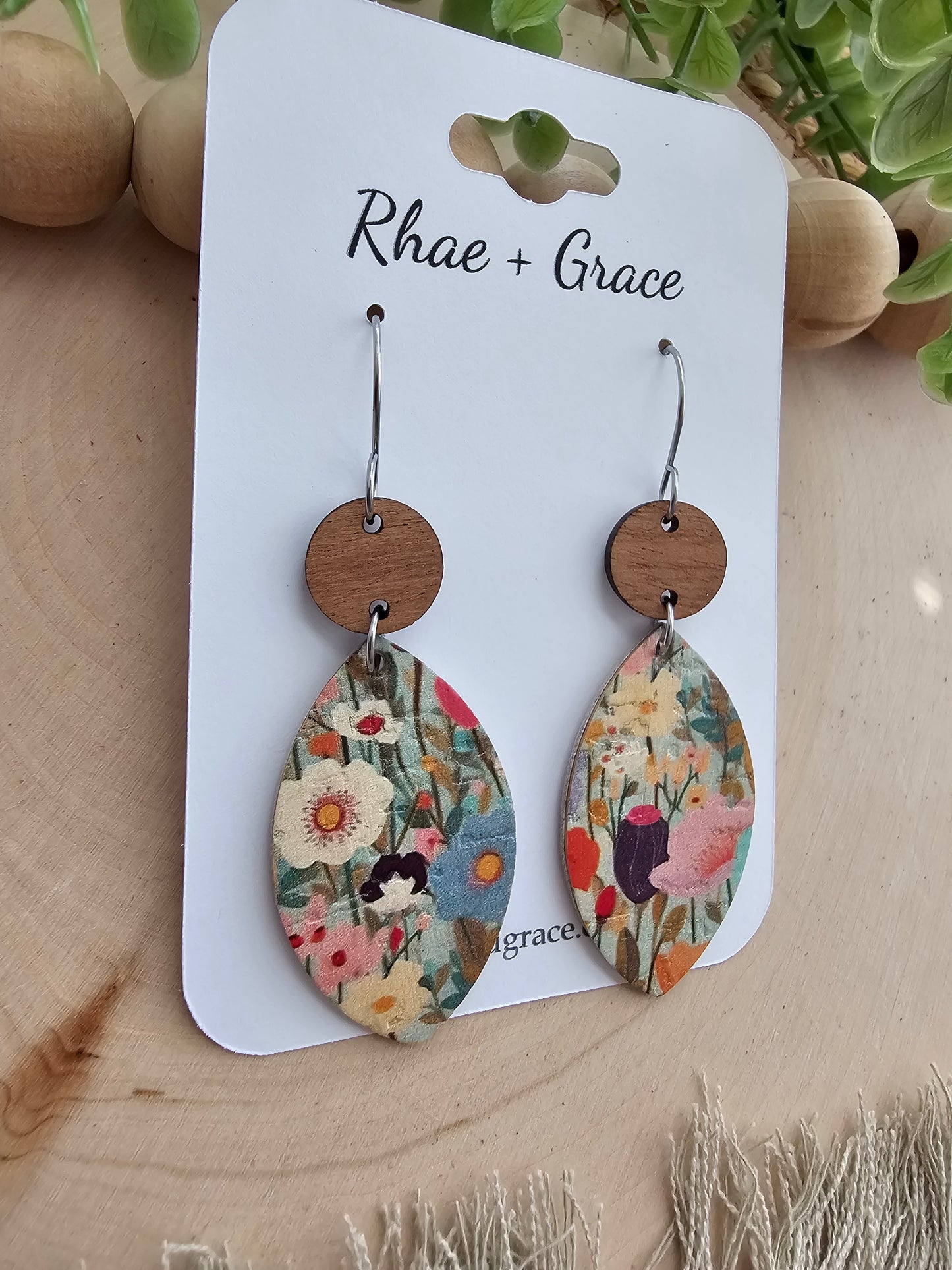 Colorful Wildflower Field Leaf Earrings