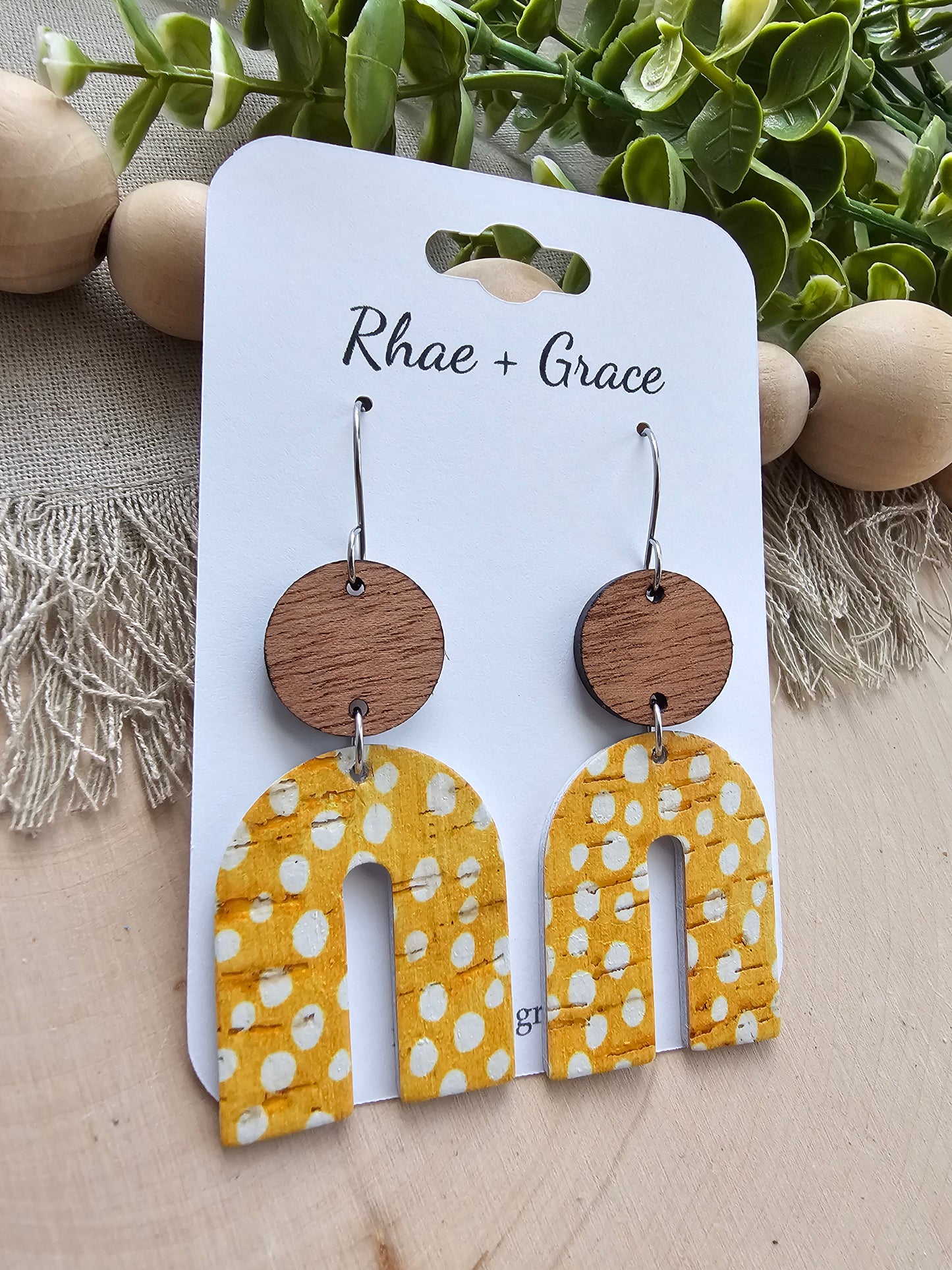 Sunshine Yellow Dotted Arch Earrings