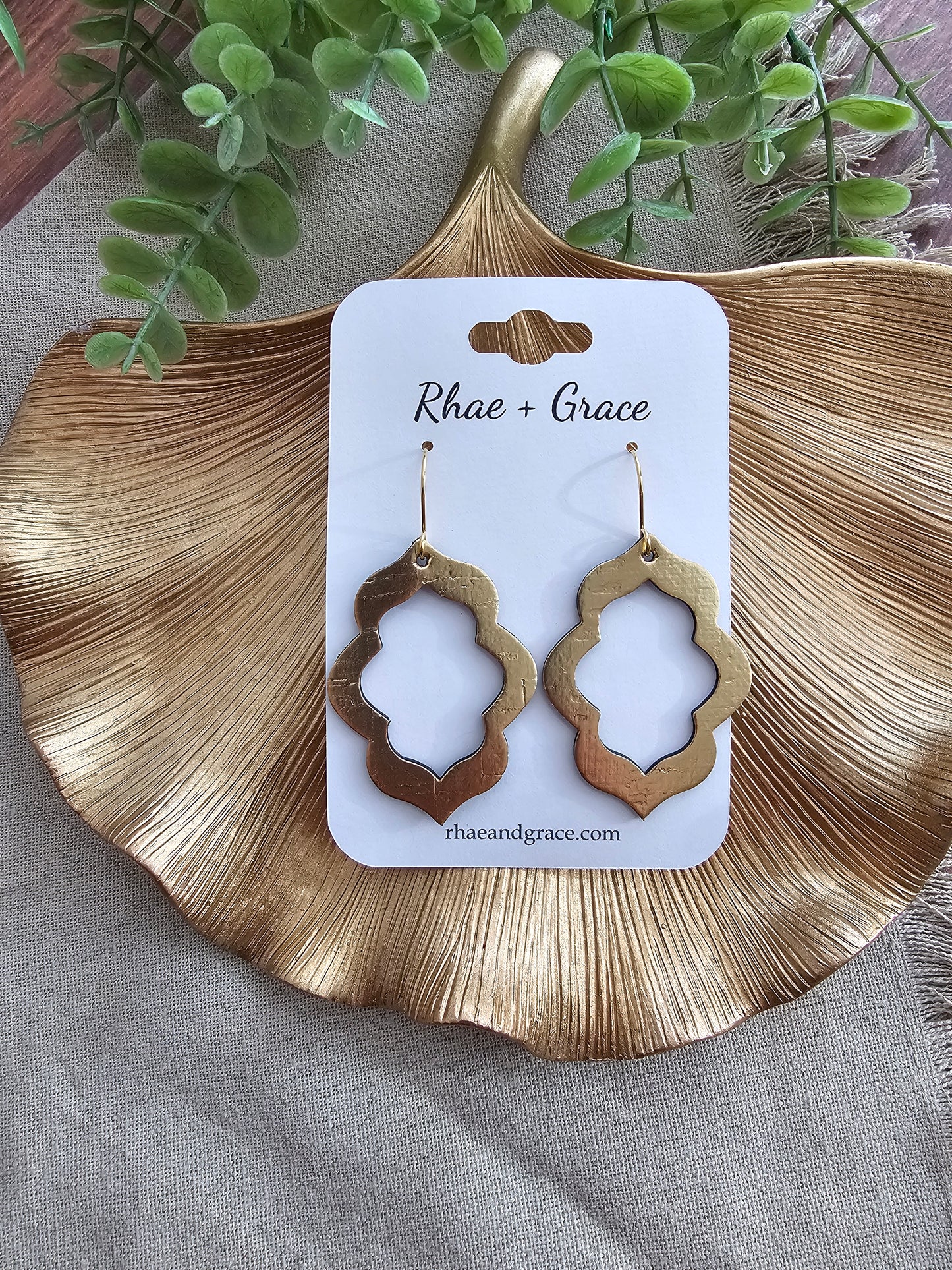 Antique Gold Open Moroccan Scallop Earrings