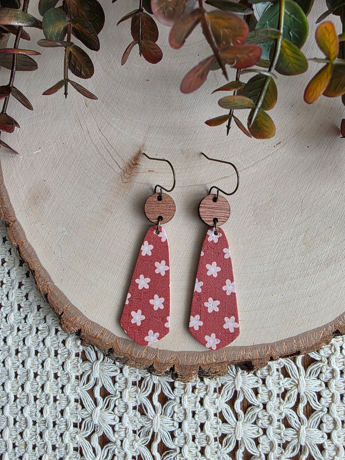 Boho Floral Skinny Teardrop Earrings