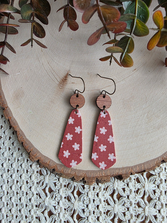 Boho Floral Skinny Teardrop Earrings