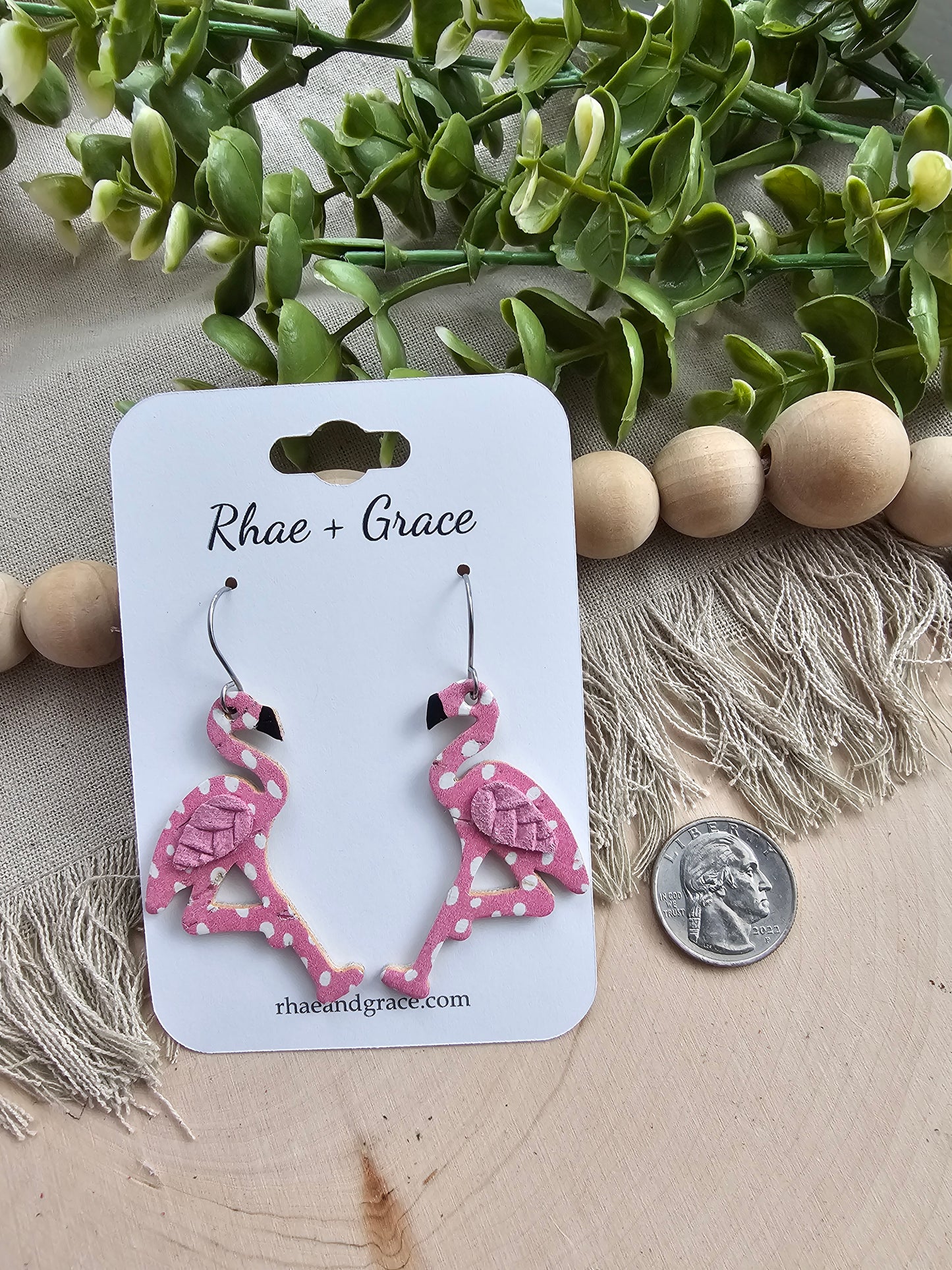 Pink Dotted Flamingo Earrings