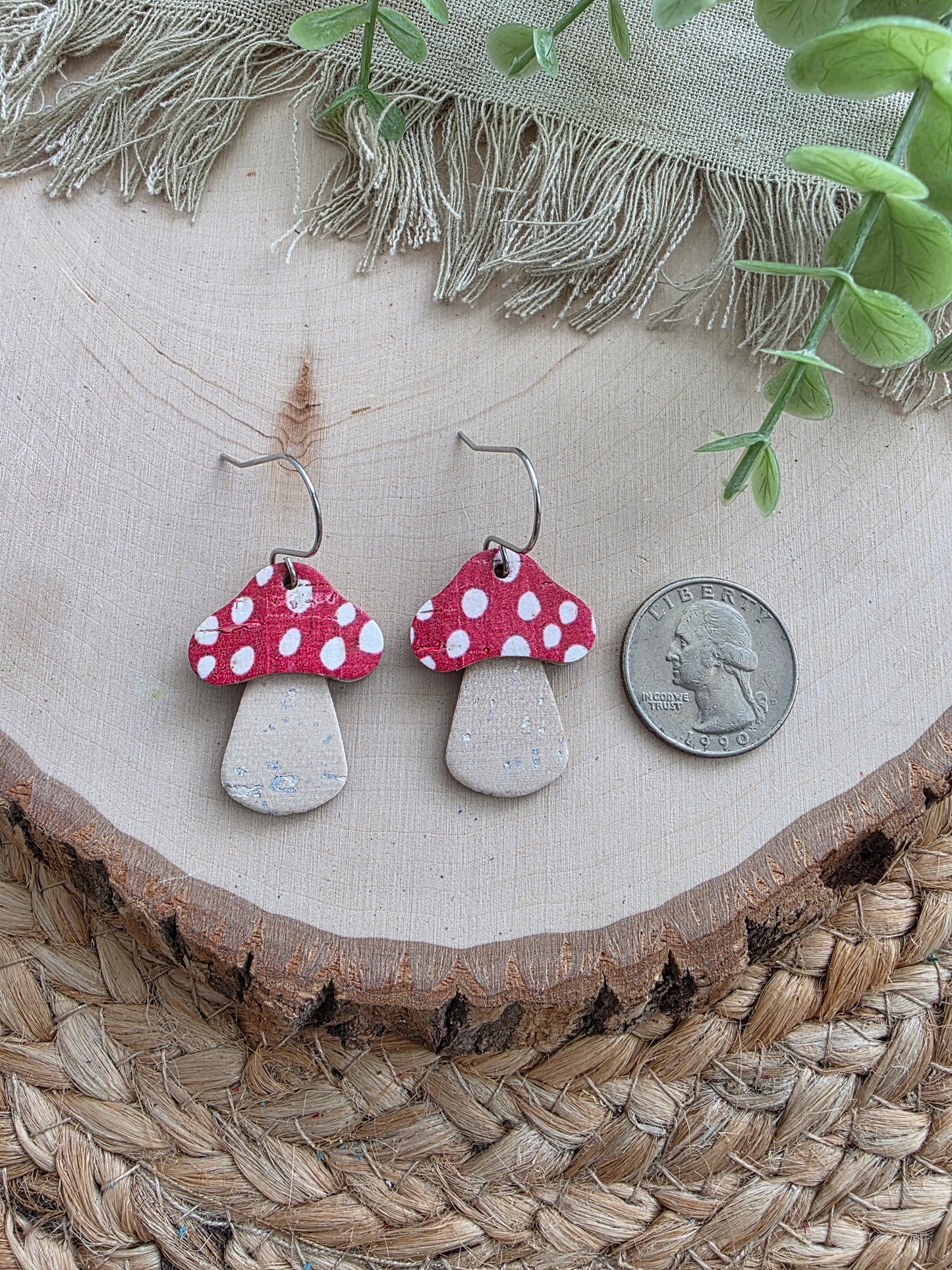 Red Spotted Mushroom Toadstool Earrings
