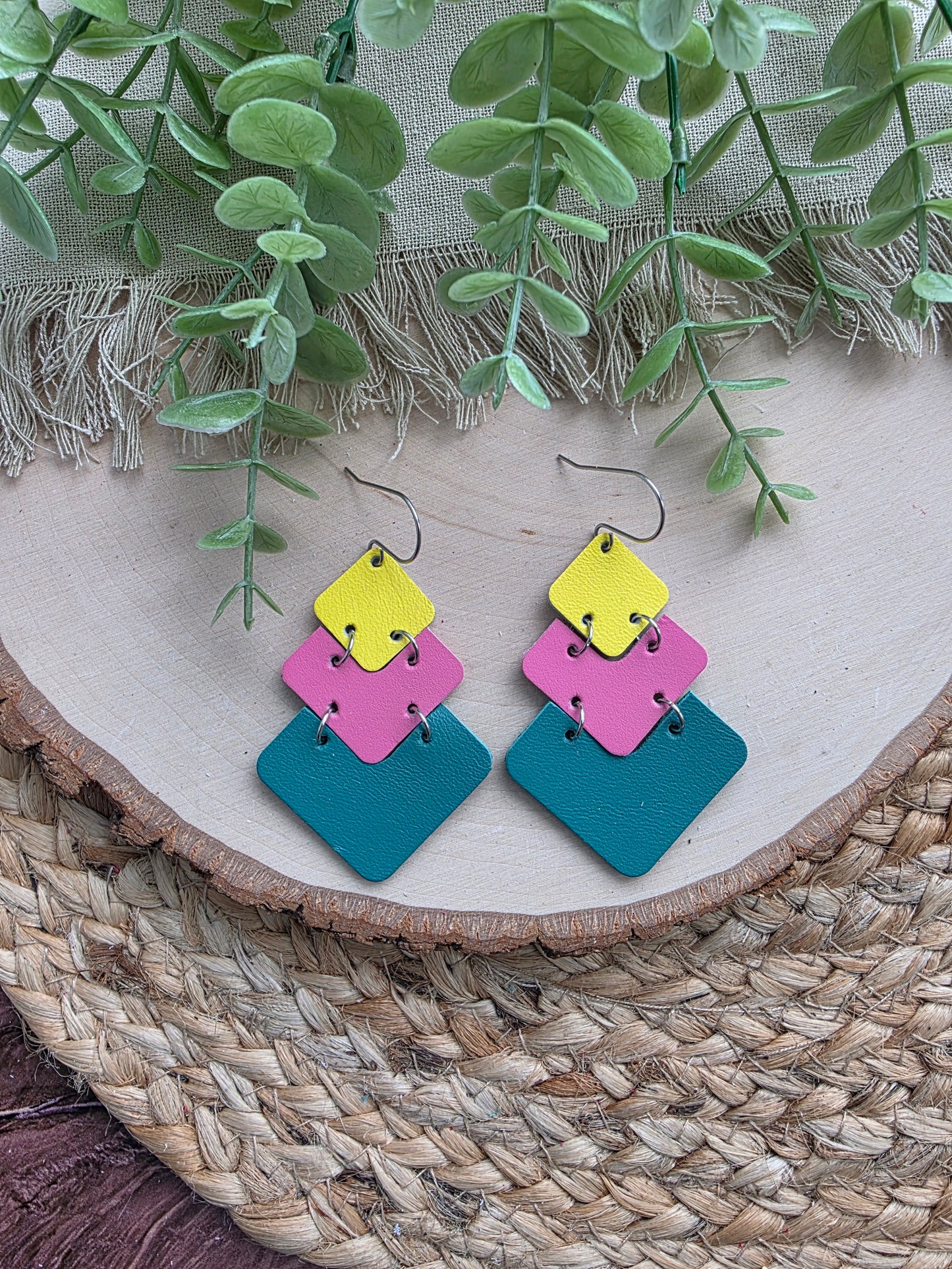 Colorblock Stacked Modern Chevron Earrings