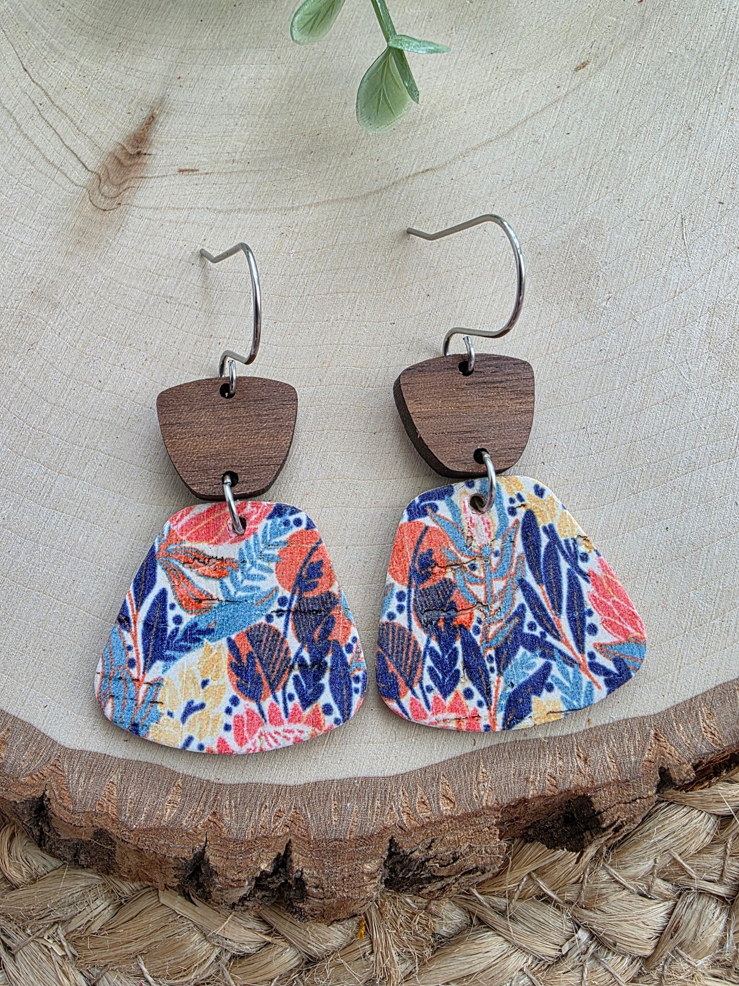 Autumn Meadow Floral Rounded Trapezoid Earrings