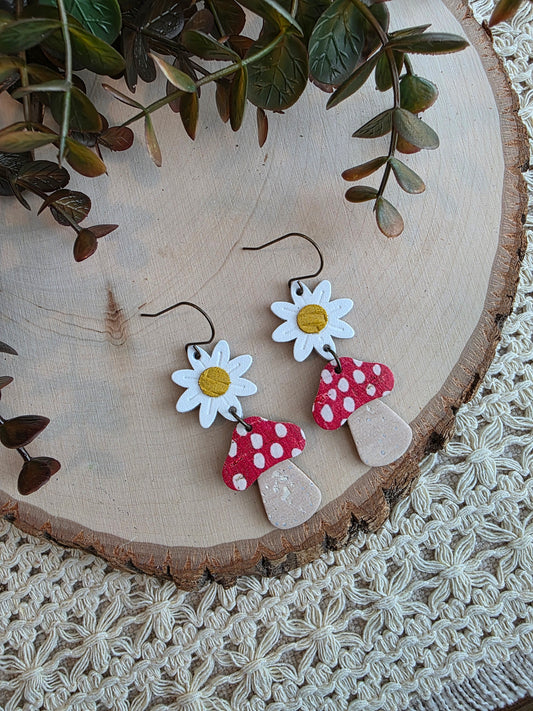 Whimsical Toadstool Earrings - Red