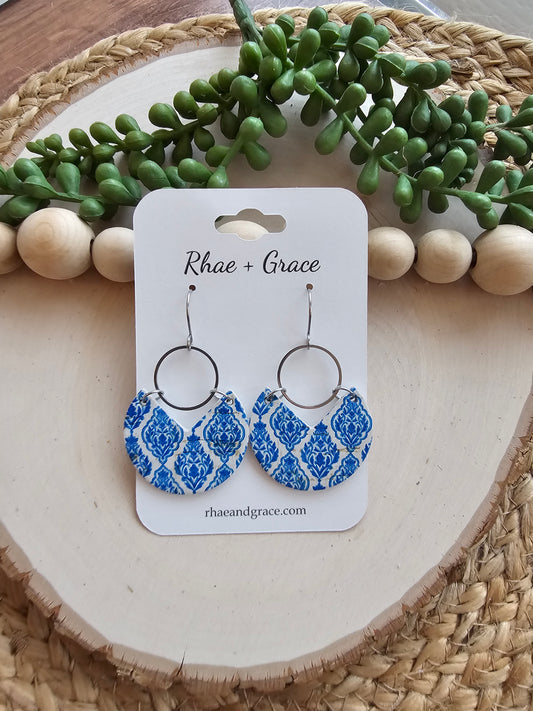 Blue & White Circle Earrings