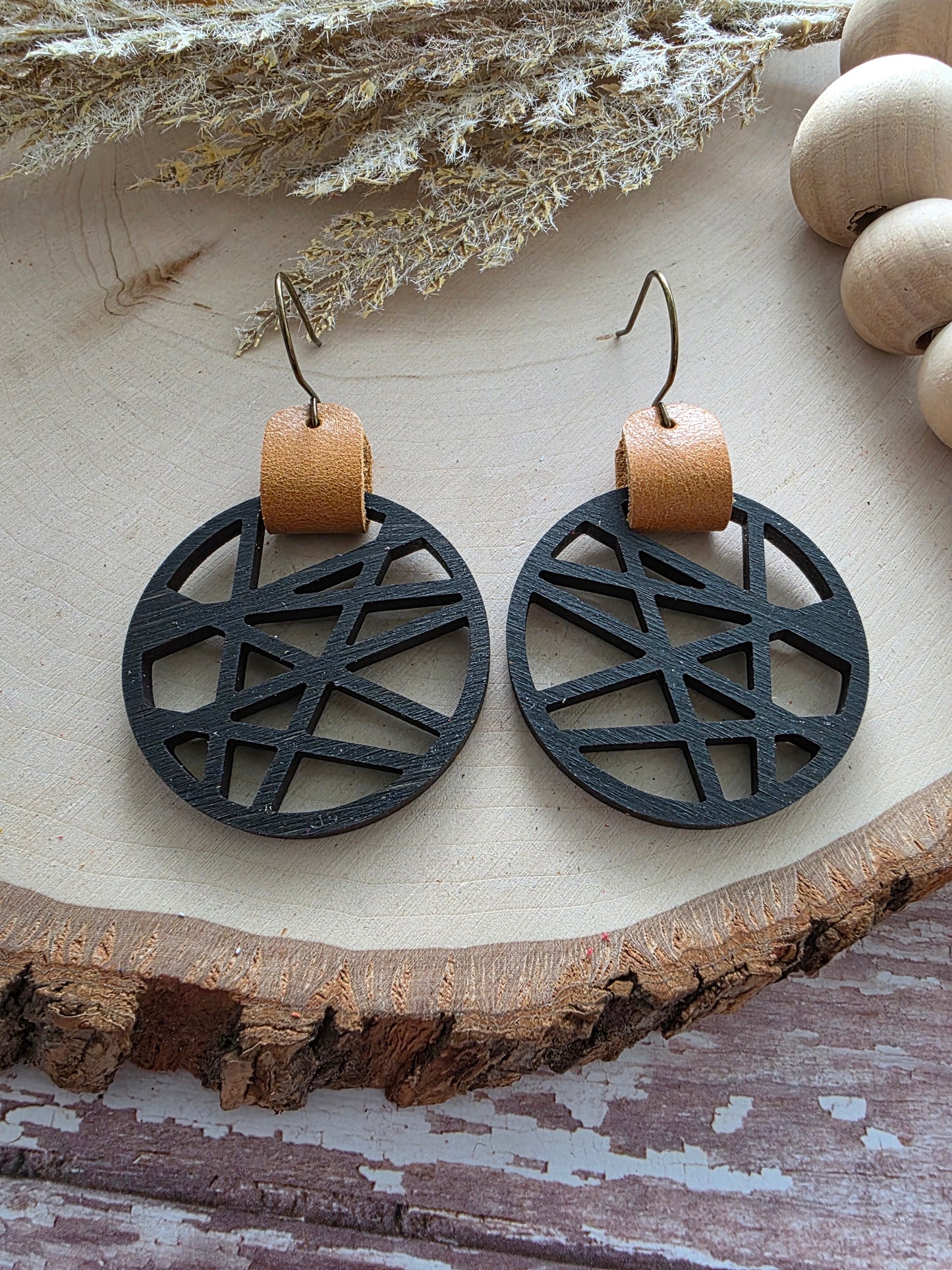 Black & Brown Abstract Criss-cross Earrings