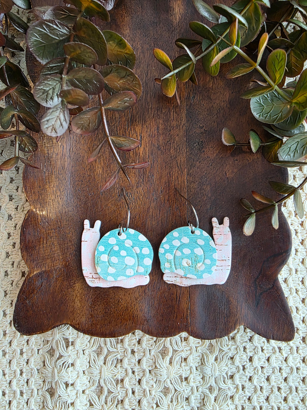 Garden Snails - Aqua Dotted Earrings