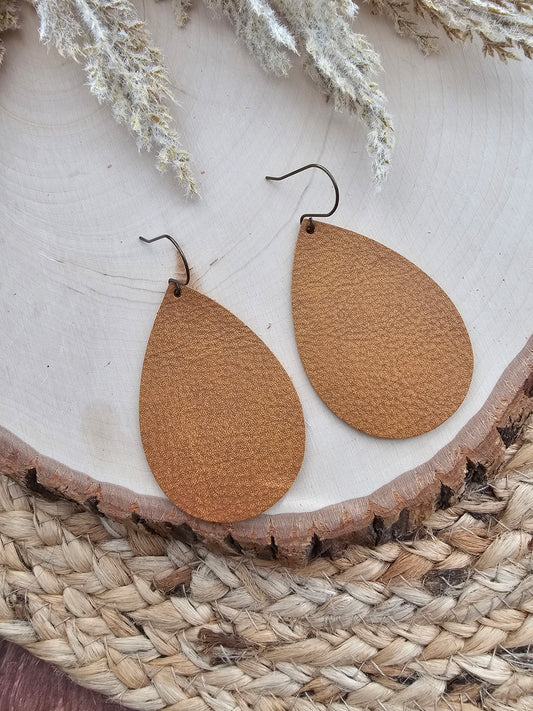 Honey Brown Teardrop Earrings - Large