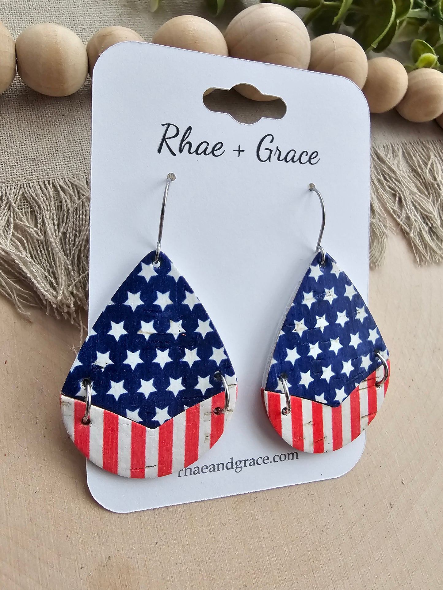 Stars & Stripes Split Teardrop Earrings