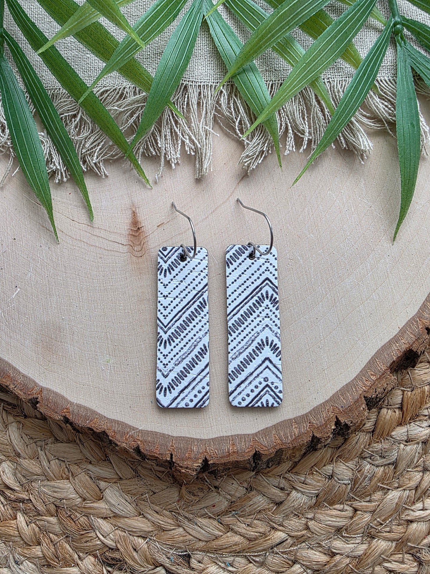 Black & White Chevron Bar Earrings