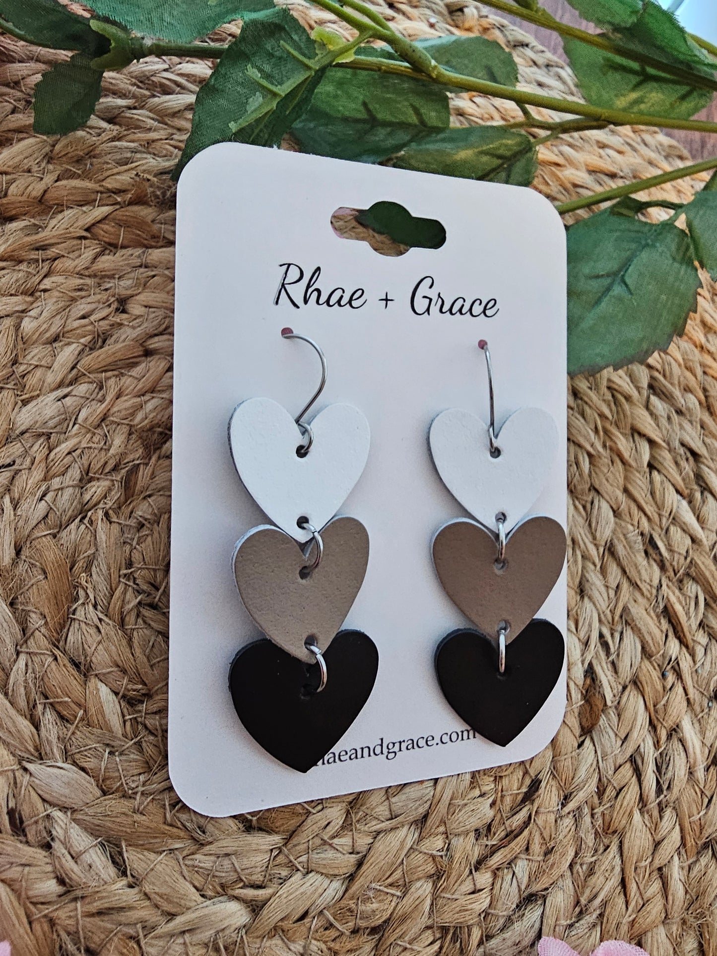 Neutral Stacked Heart Earrings