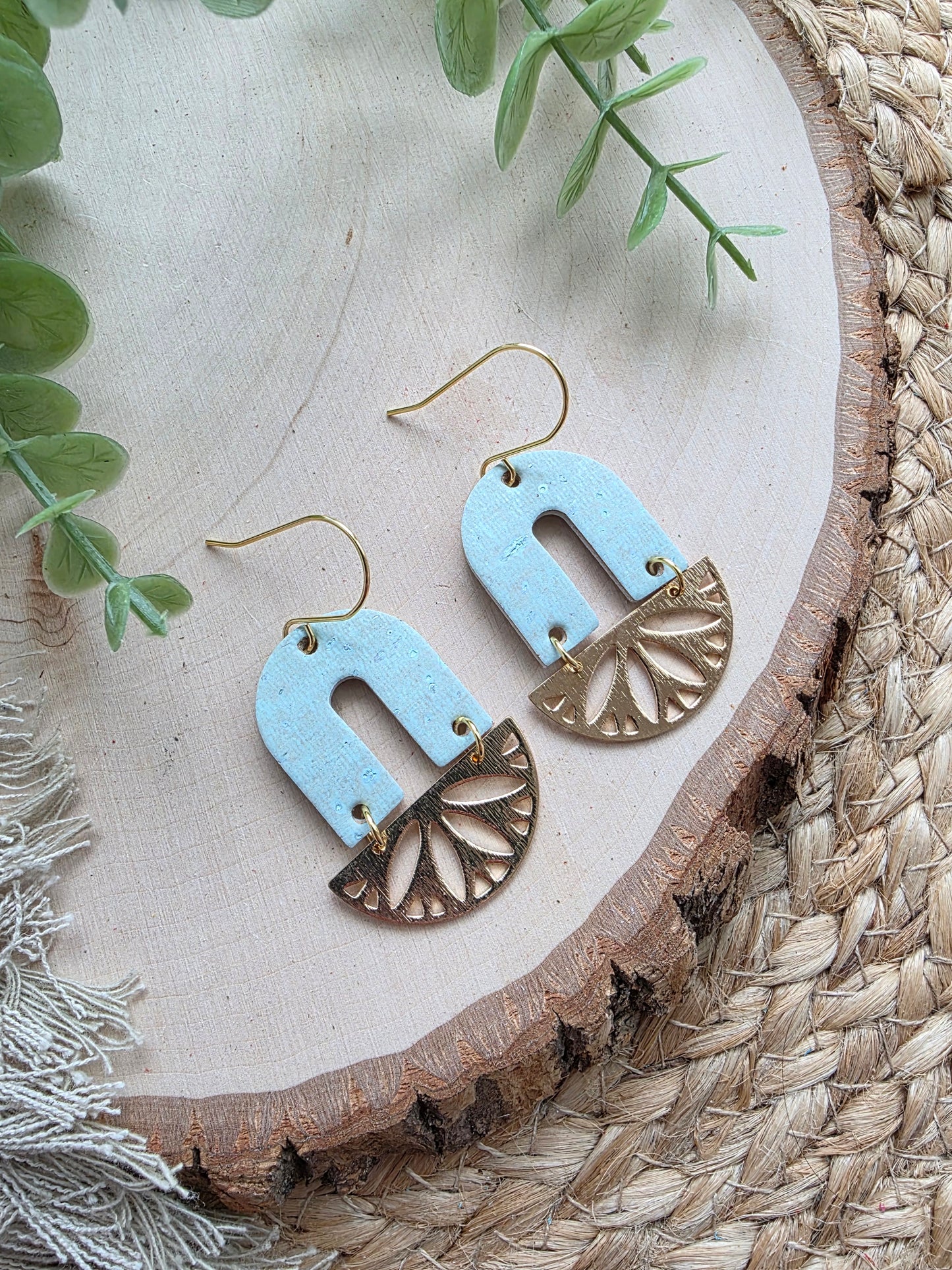 Soft Aqua Arch Earrings