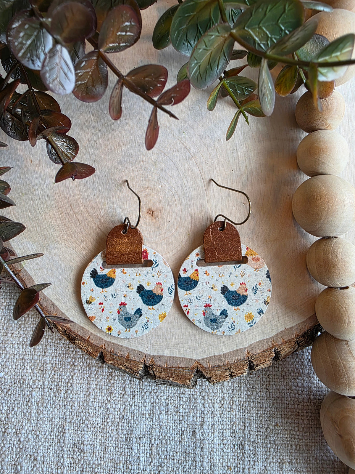 Chicken Looped Circle Earrings