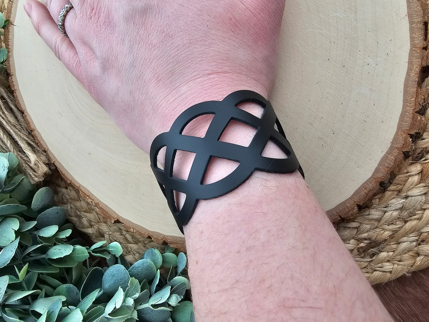 Black Lattice Leather Bracelet