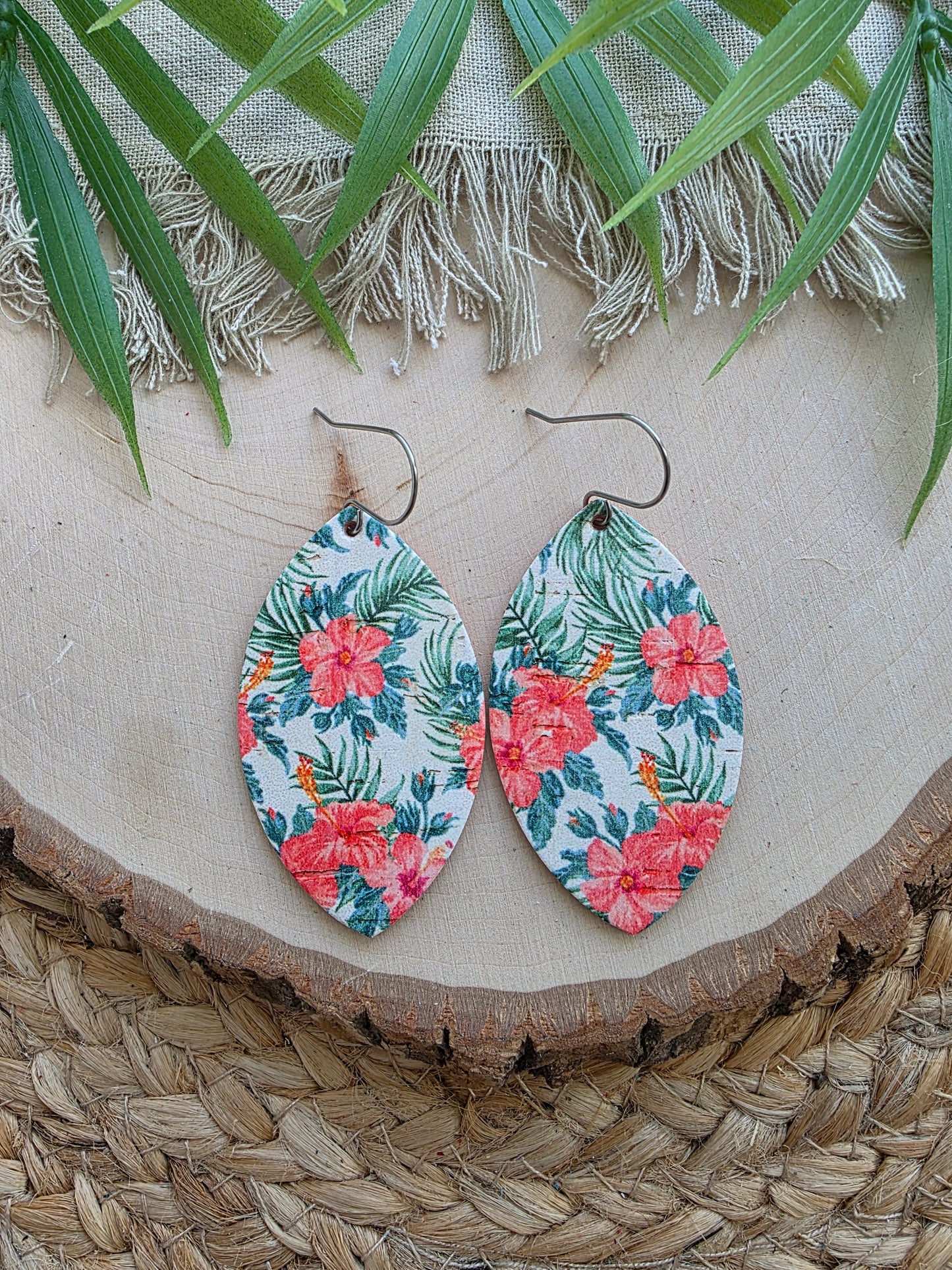 Tropical Hibiscus Leaf Earrings