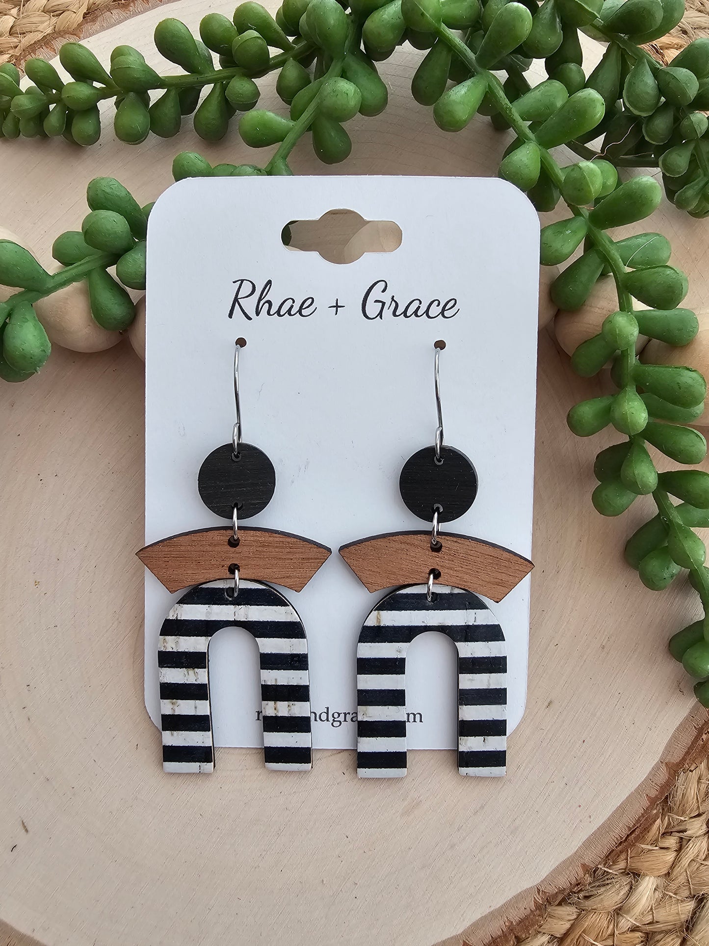 Black & White Striped Arch Earrings