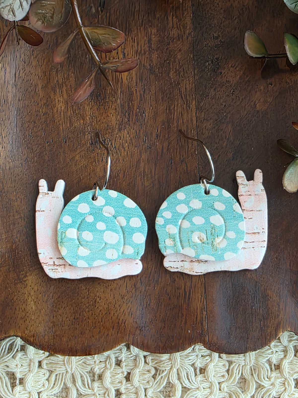Garden Snails - Aqua Dotted Earrings