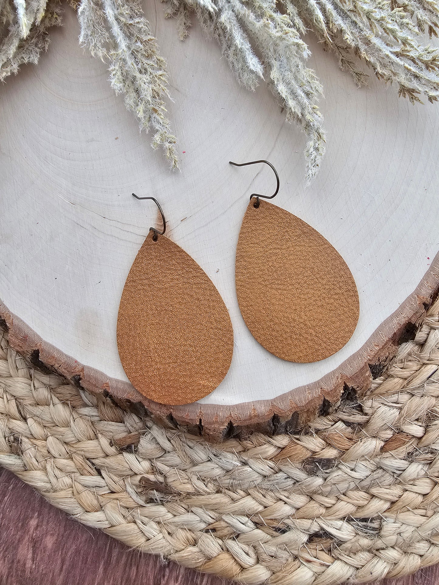 Honey Brown Teardrop Earrings - Large
