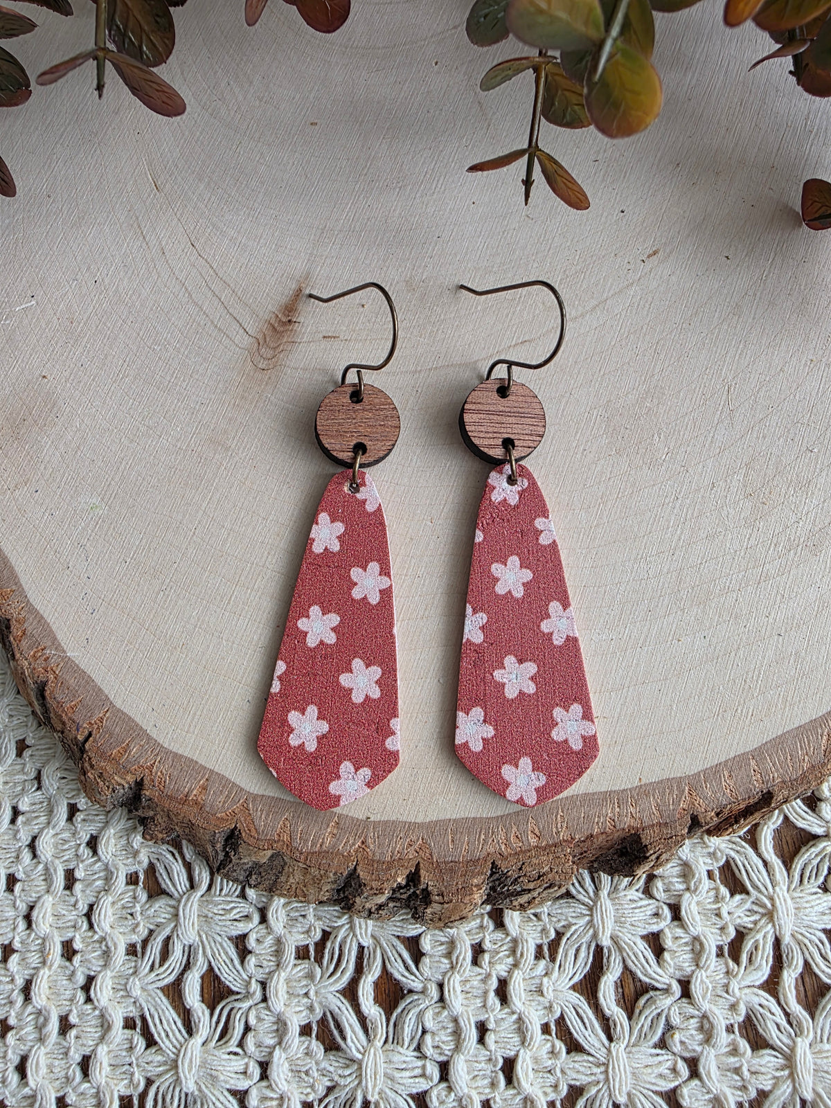 Boho Floral Skinny Teardrop Earrings