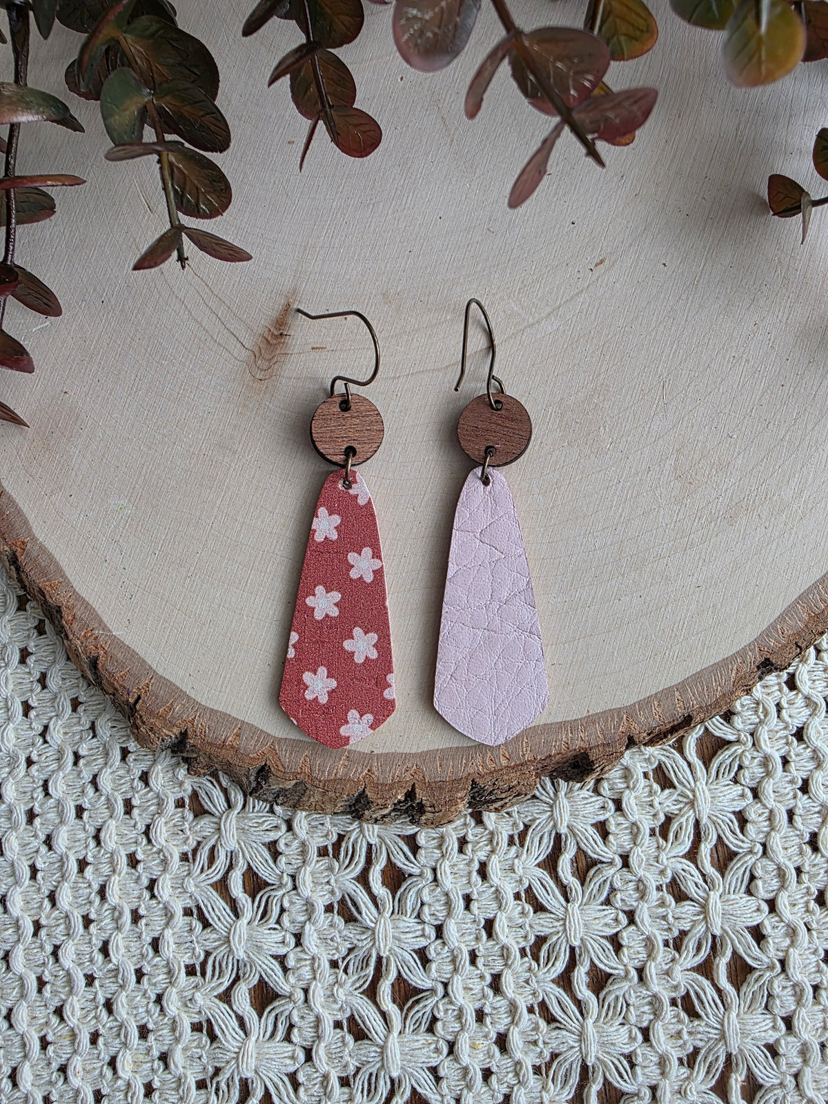 Boho Floral Skinny Teardrop Earrings