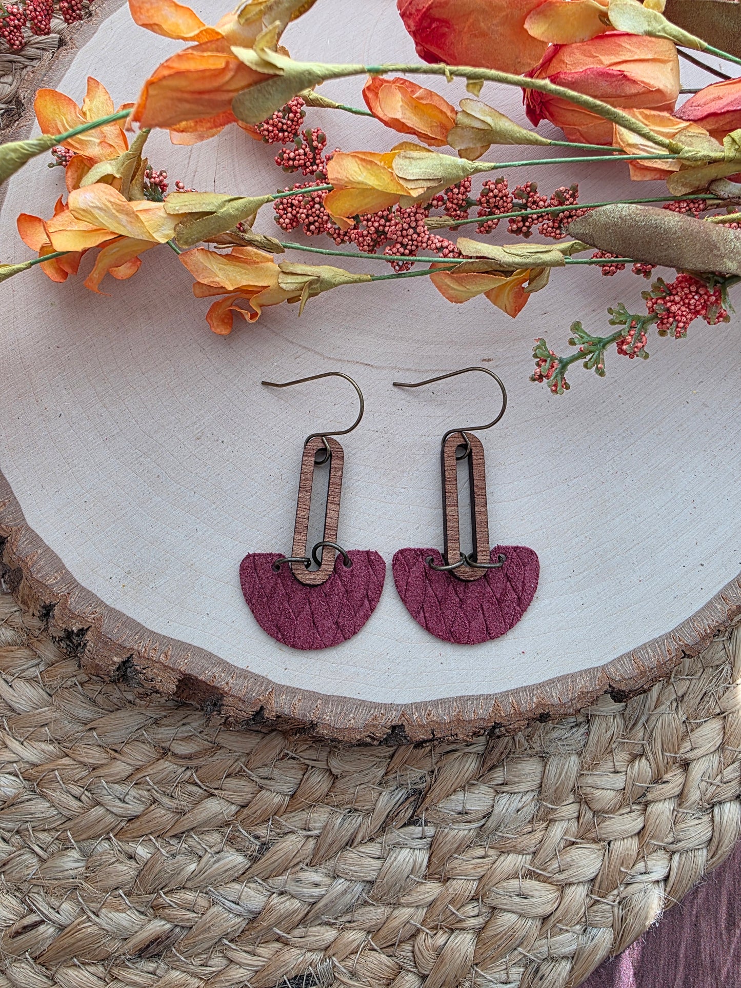 Merlot Red Arch Drop Earrings