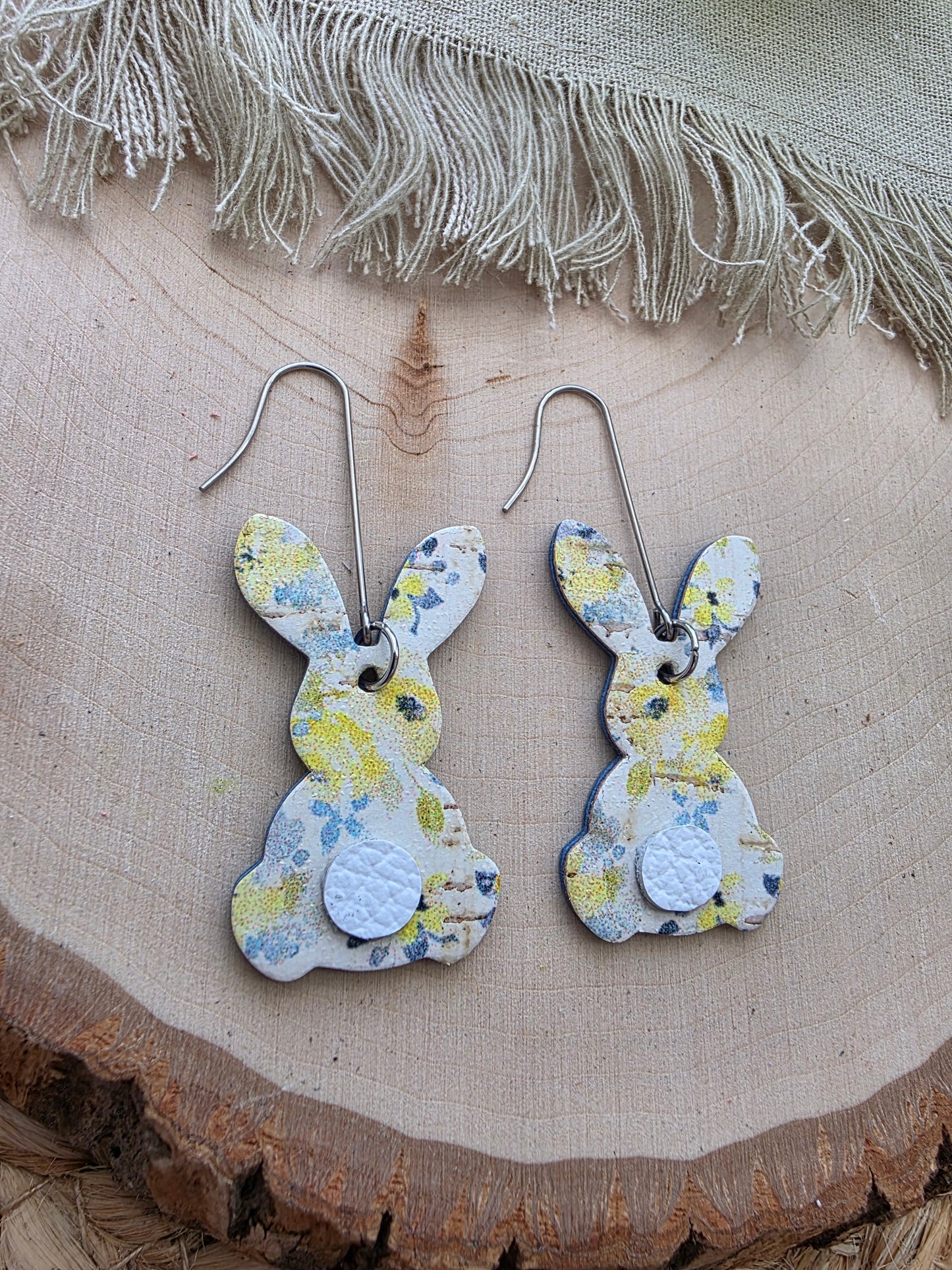 Yellow & Blue Floral Bunny Earrings