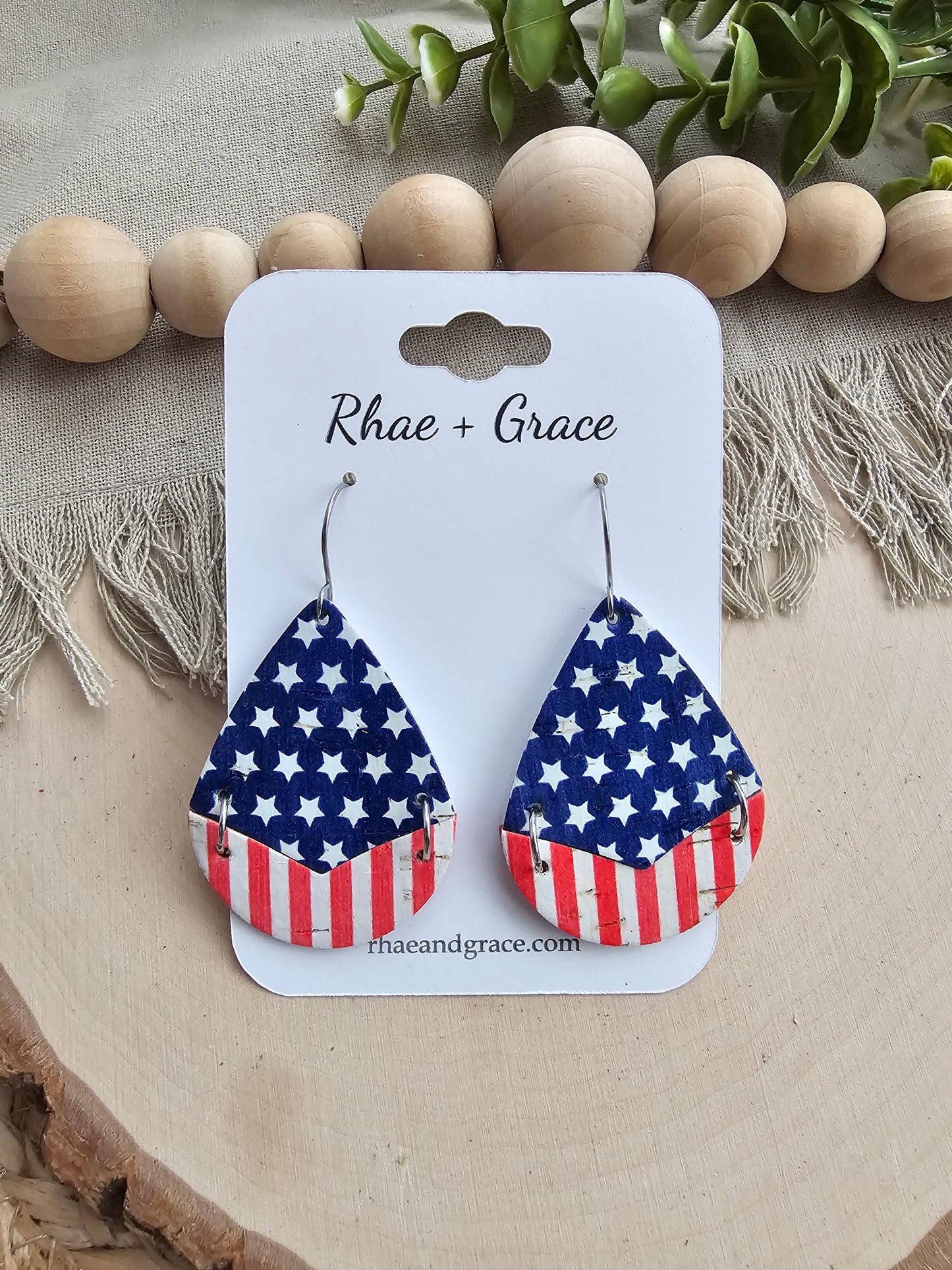 Stars & Stripes Split Teardrop Earrings