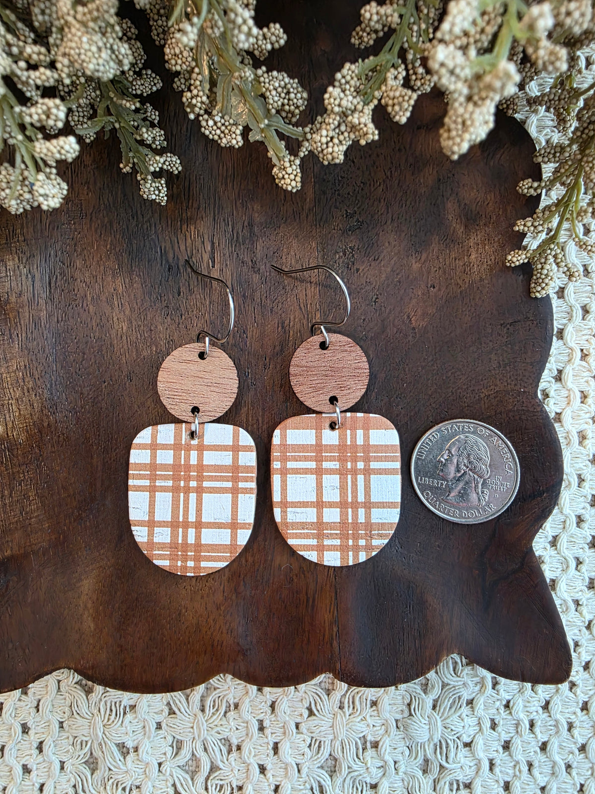 Apple Cider Plaid Drop Earrings
