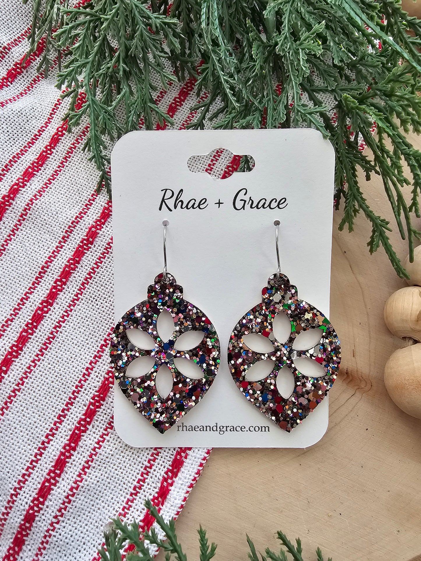 Jewel Glitter Ornament Earrings