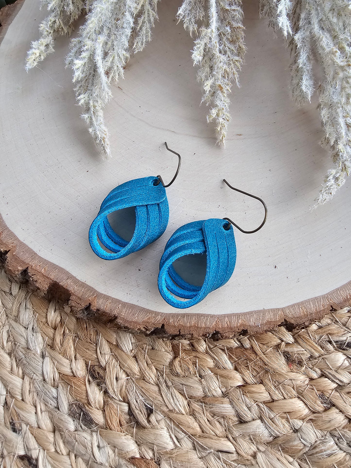 Teal Sculpted Loop Earrings