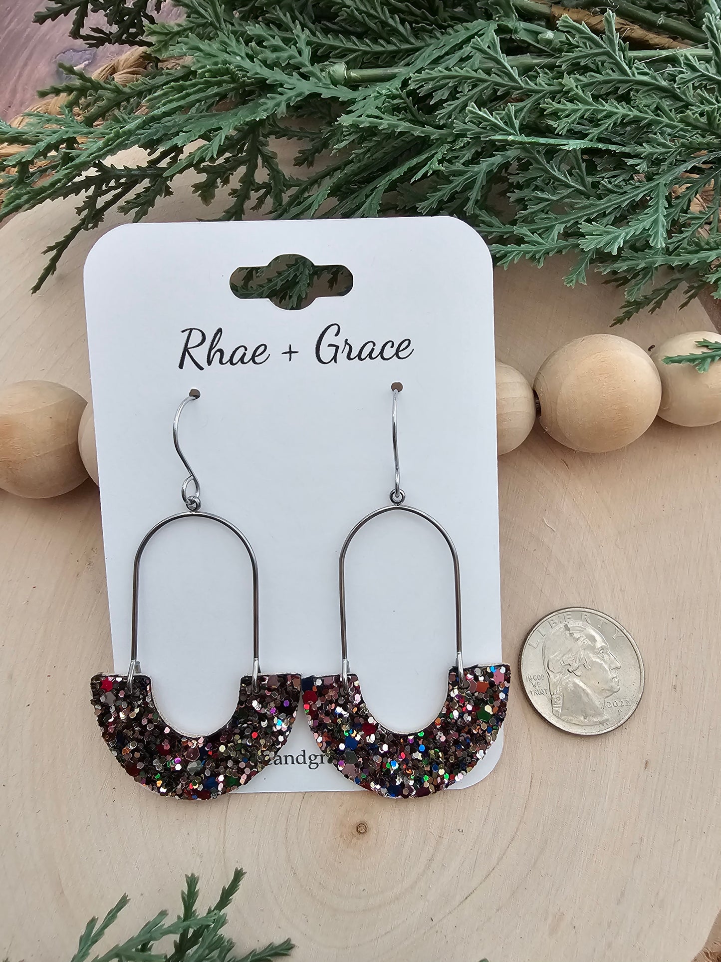 Jewel Glitter Inverted Arch Earrings