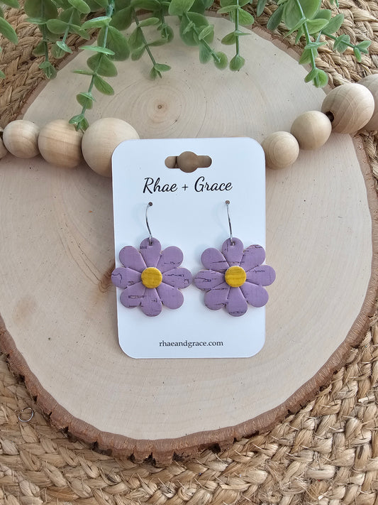 Dusty Lavender Daisy Flower Earrings