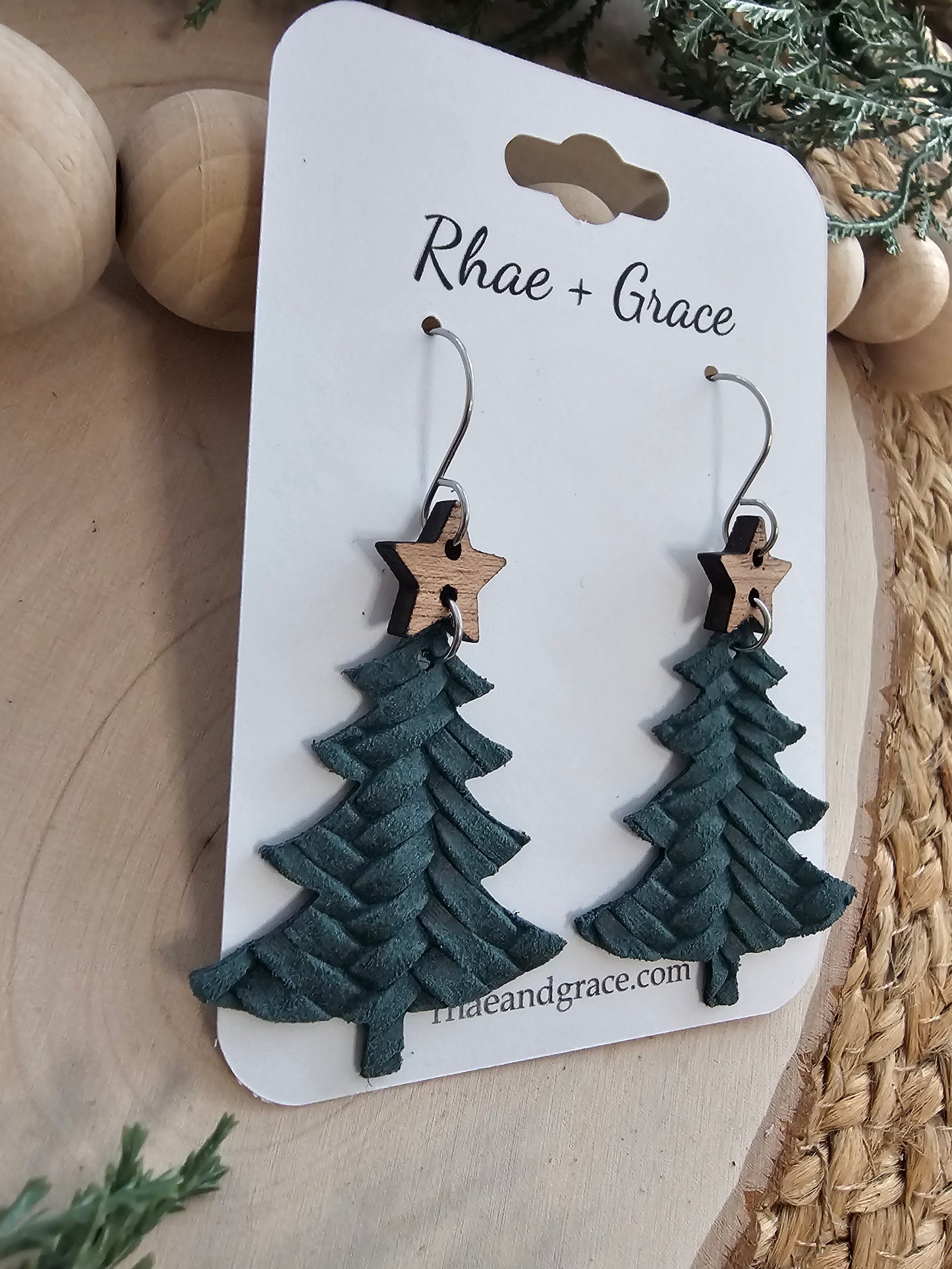 Pine Green Christmas Tree Earrings