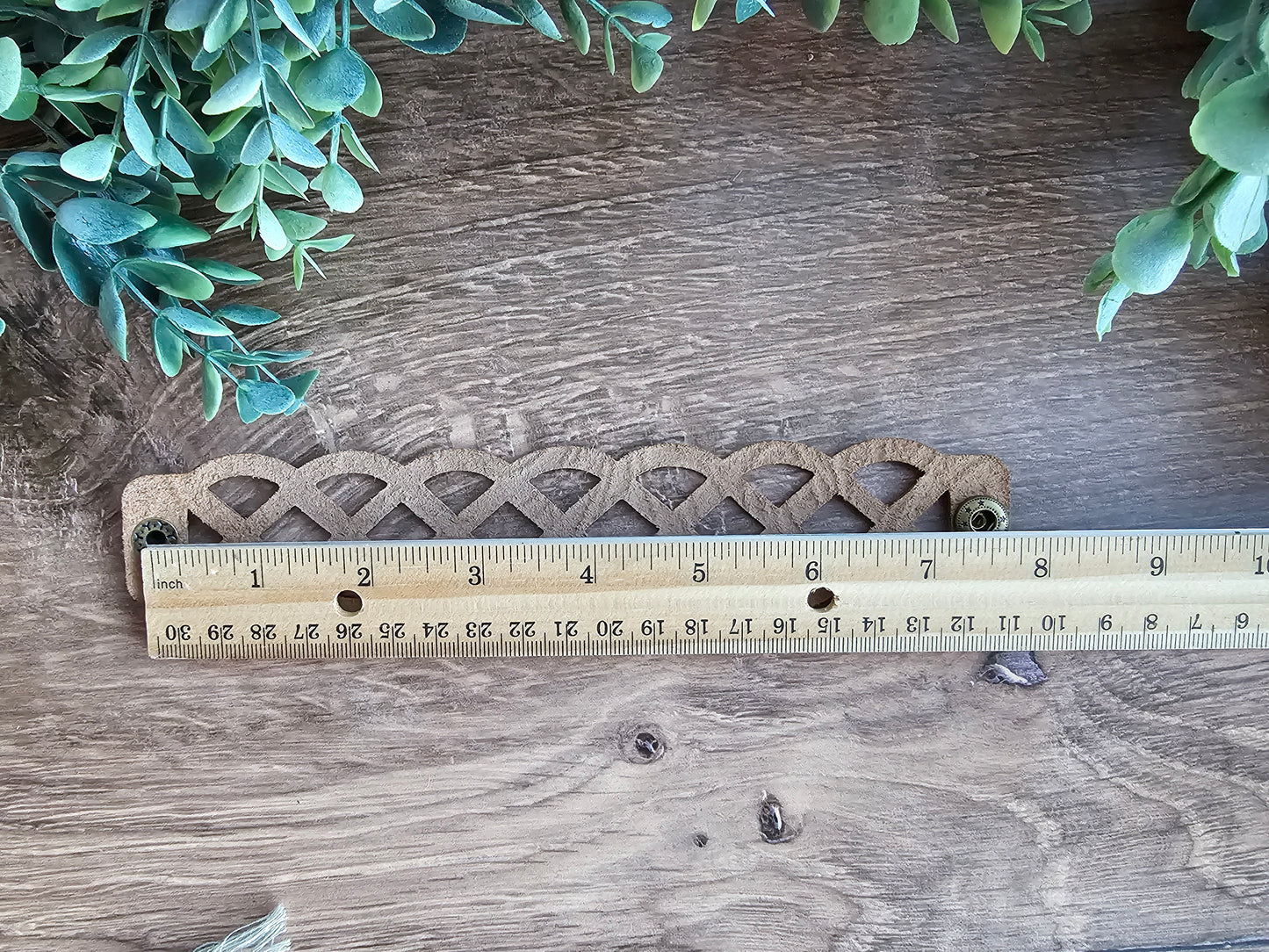 Turquoise & Brown Tooled Lattice Leather Bracelet