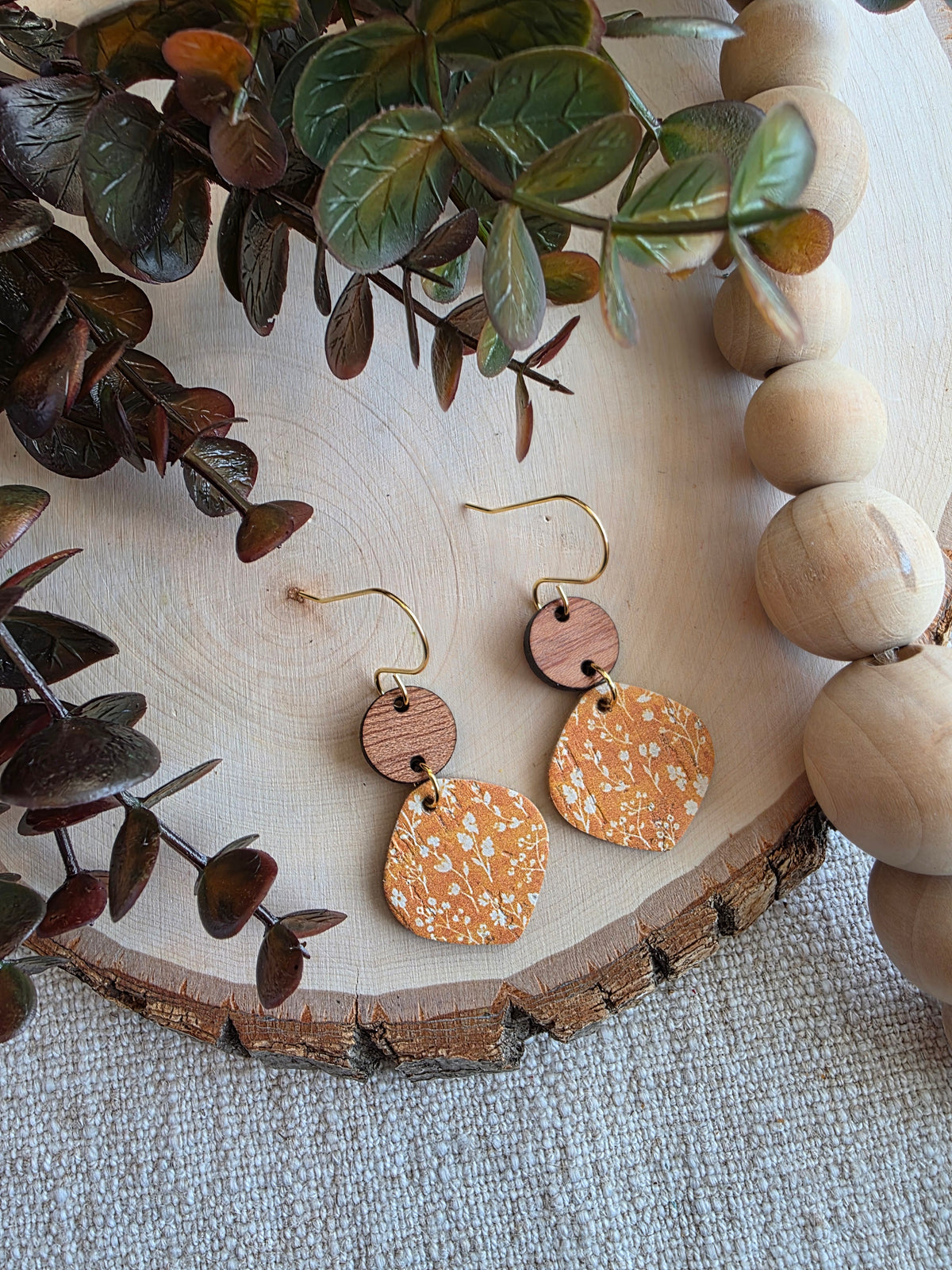 Mustard Micro Floral Rounded Petal Earrings
