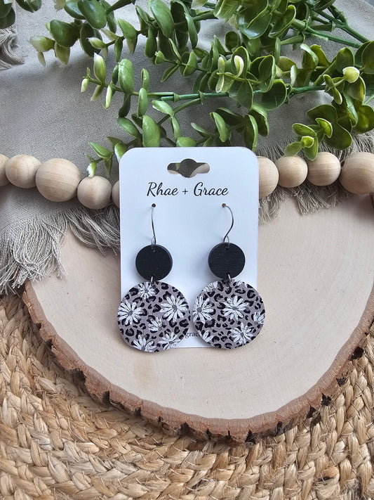 Daisy Leopard Print Large Circle Drop Earrings