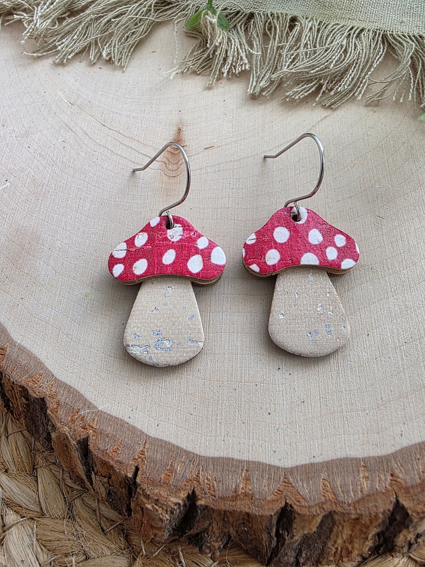 Red Spotted Mushroom Toadstool Earrings