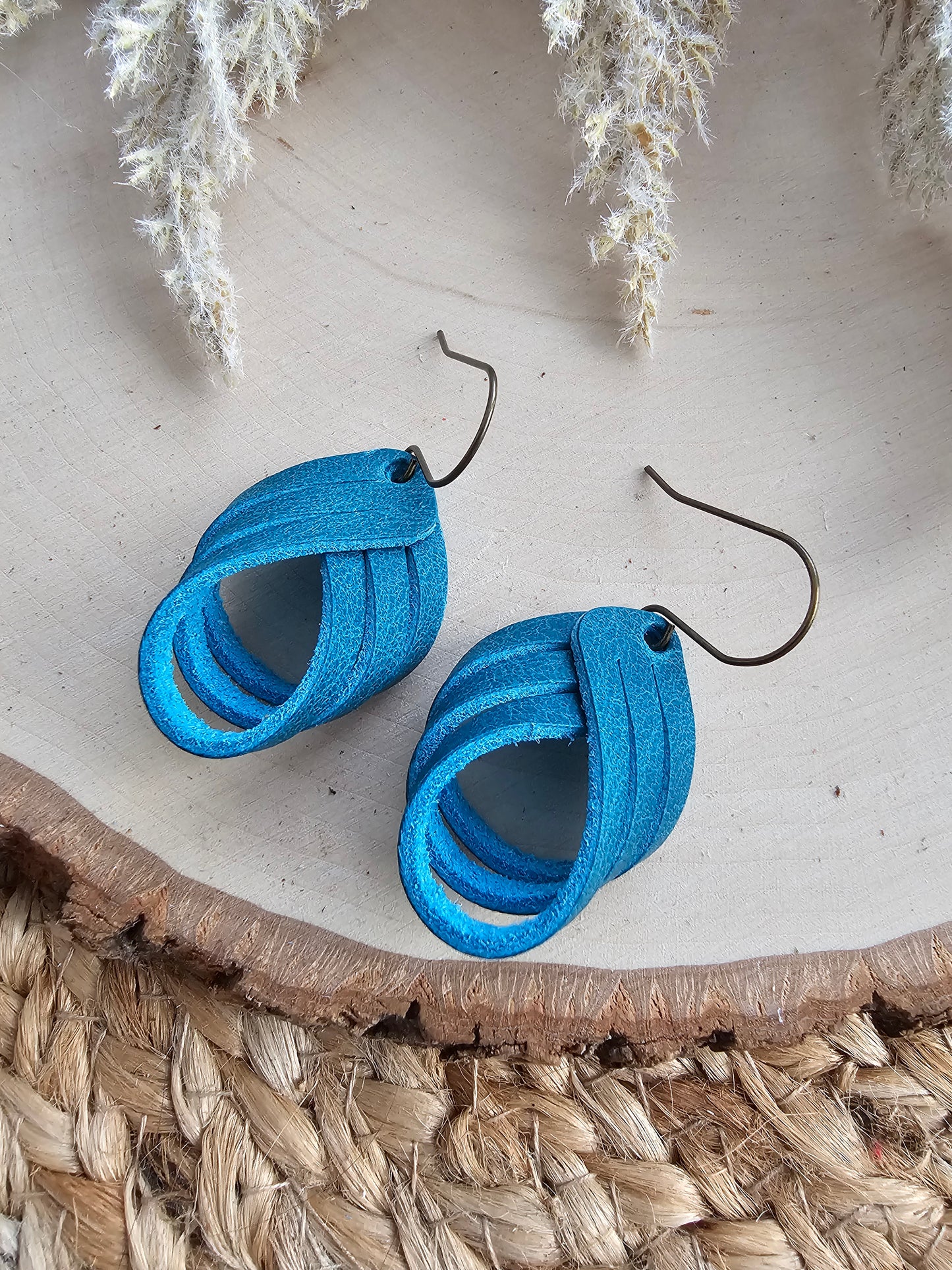 Teal Sculpted Loop Earrings