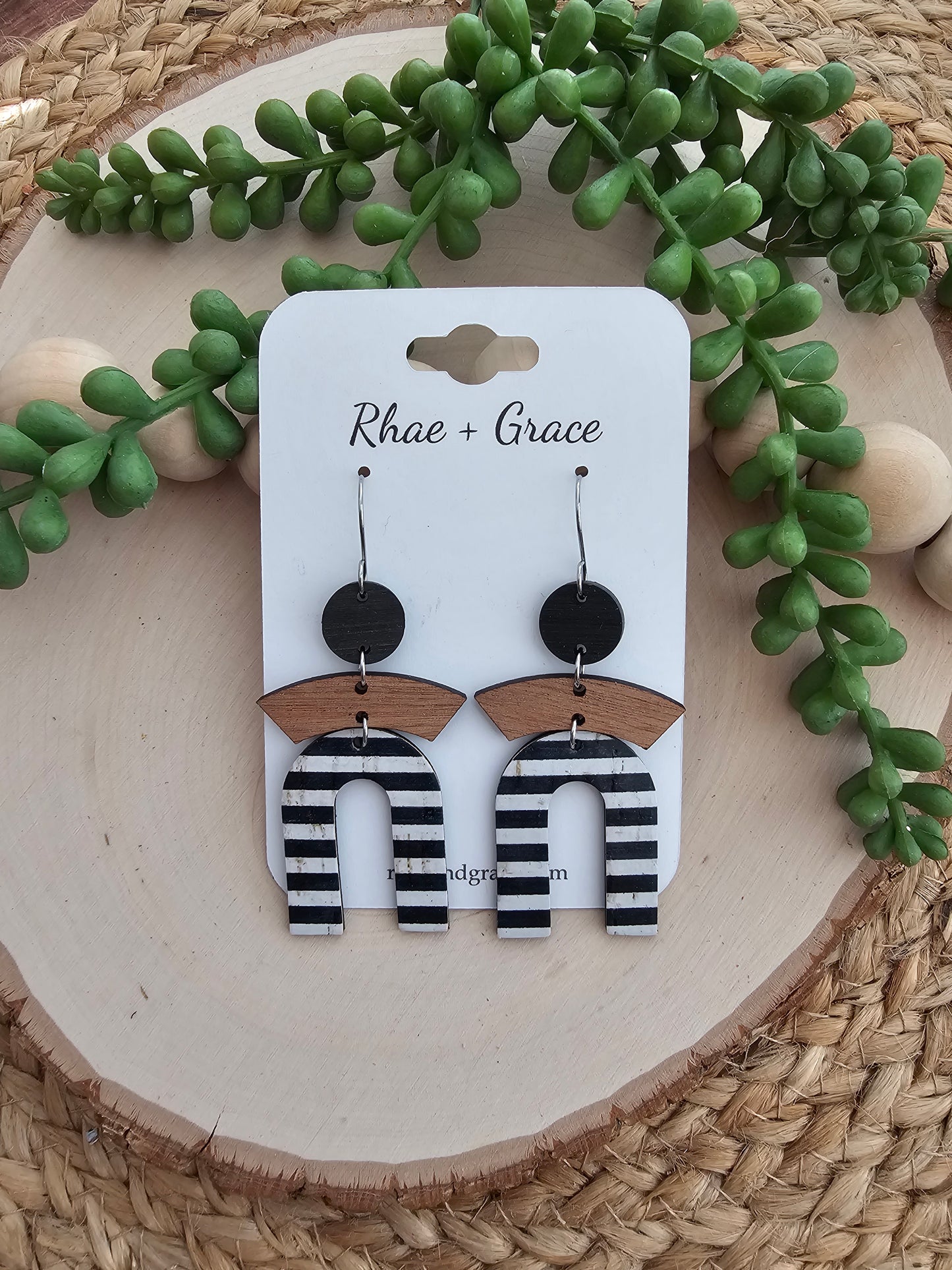 Black & White Striped Arch Earrings