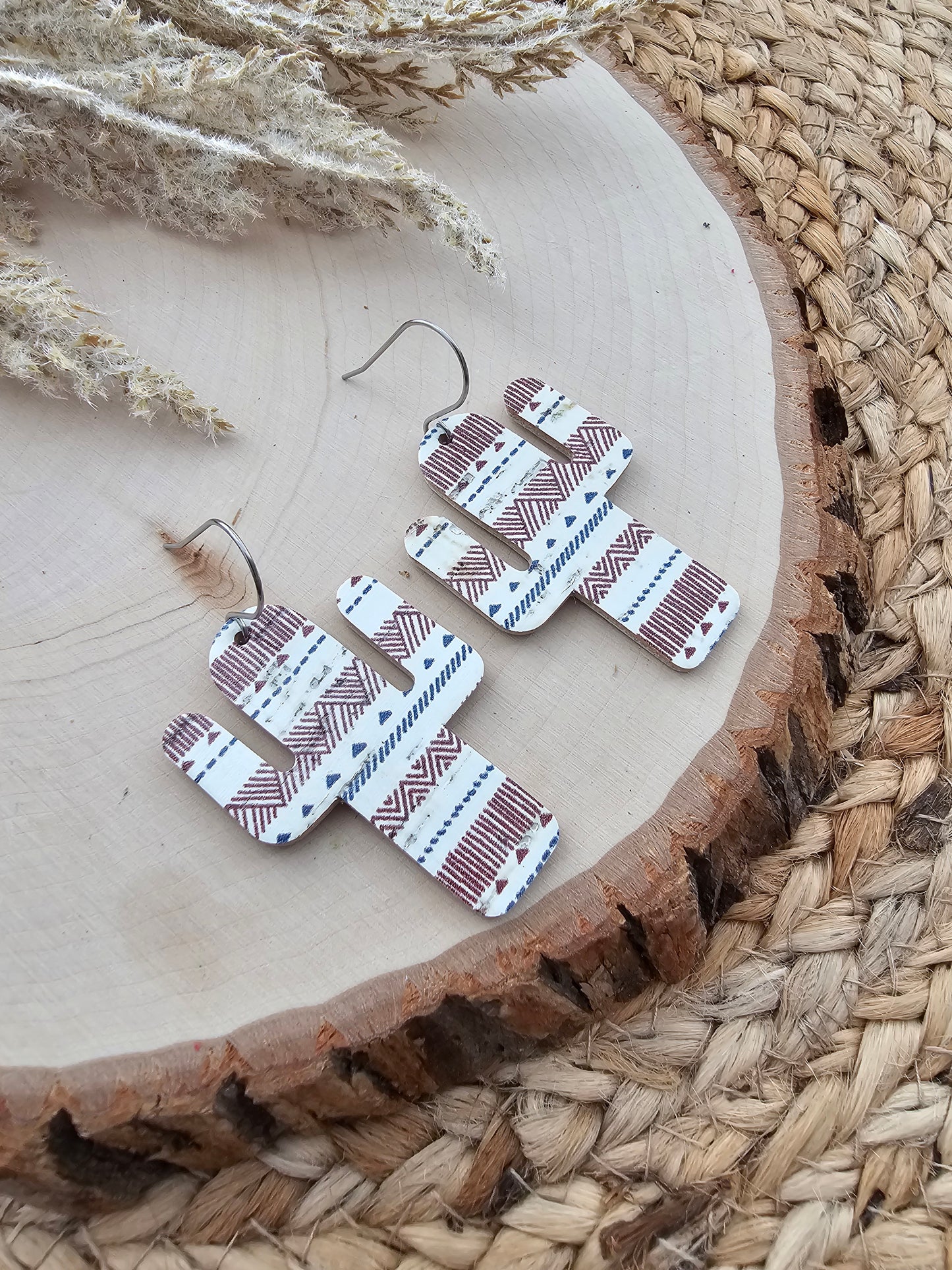 Tribal Stripe Cactus Earrings