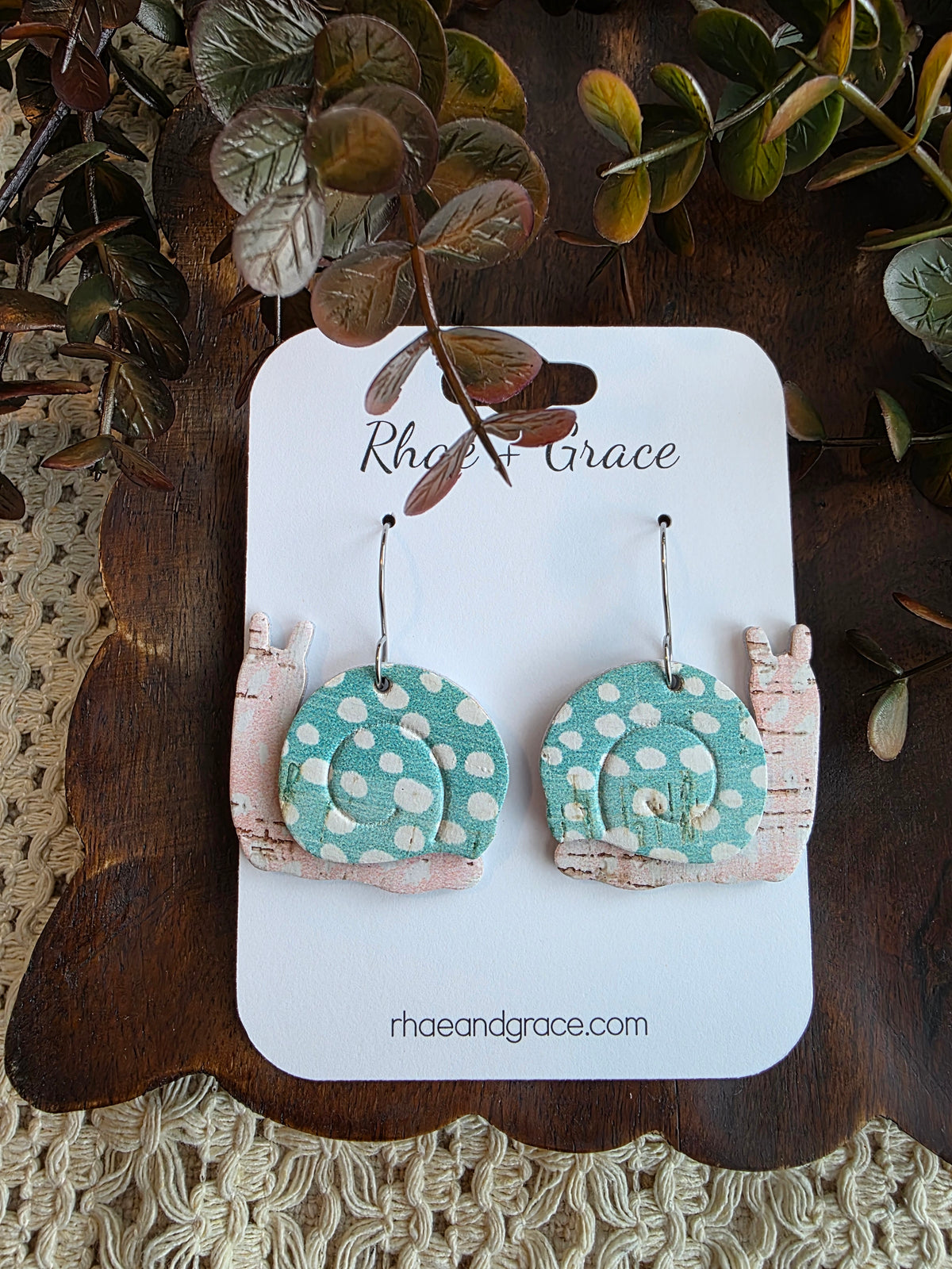 Garden Snails - Aqua Dotted Earrings
