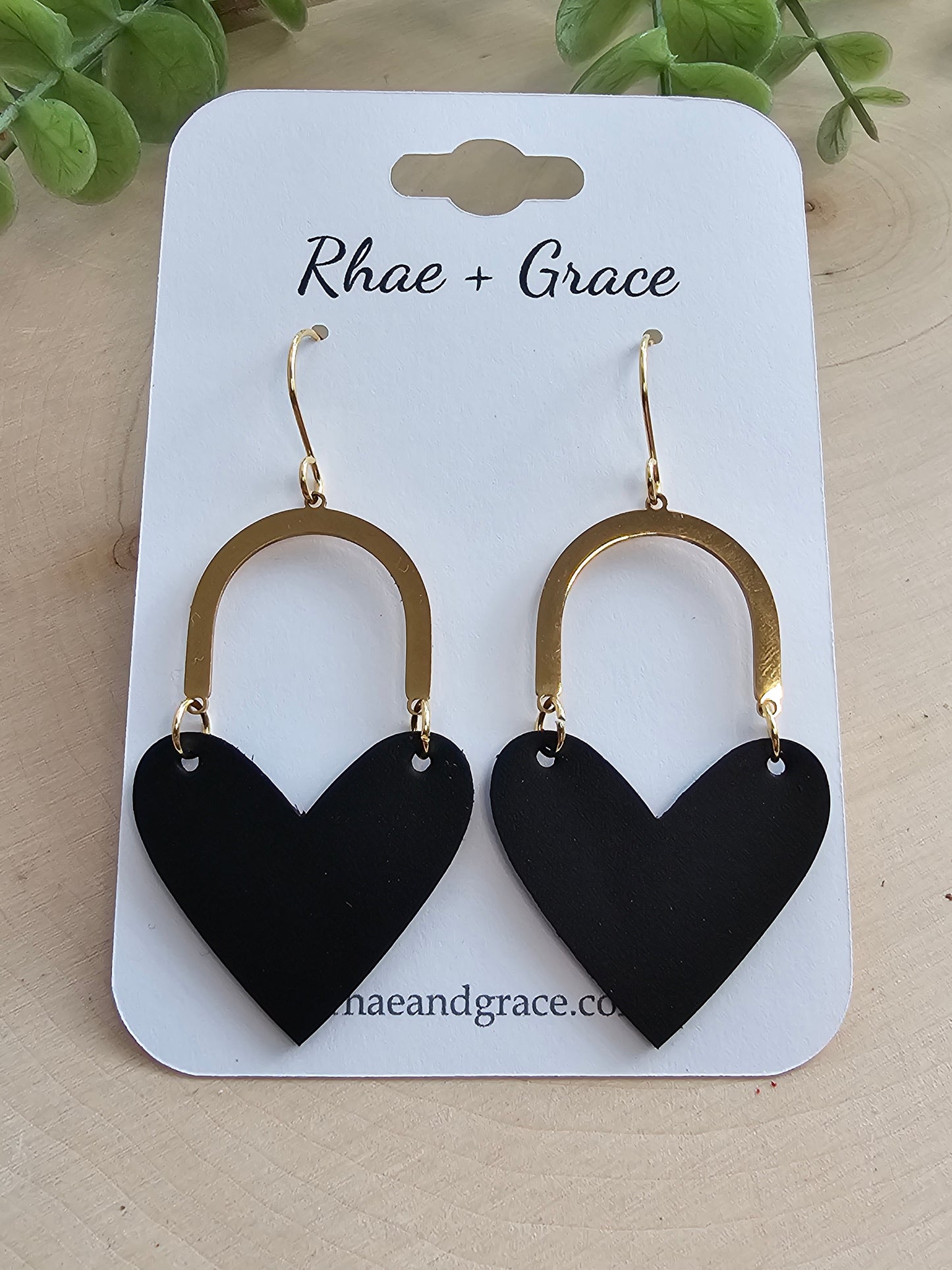 Black Arched Heart Earrings