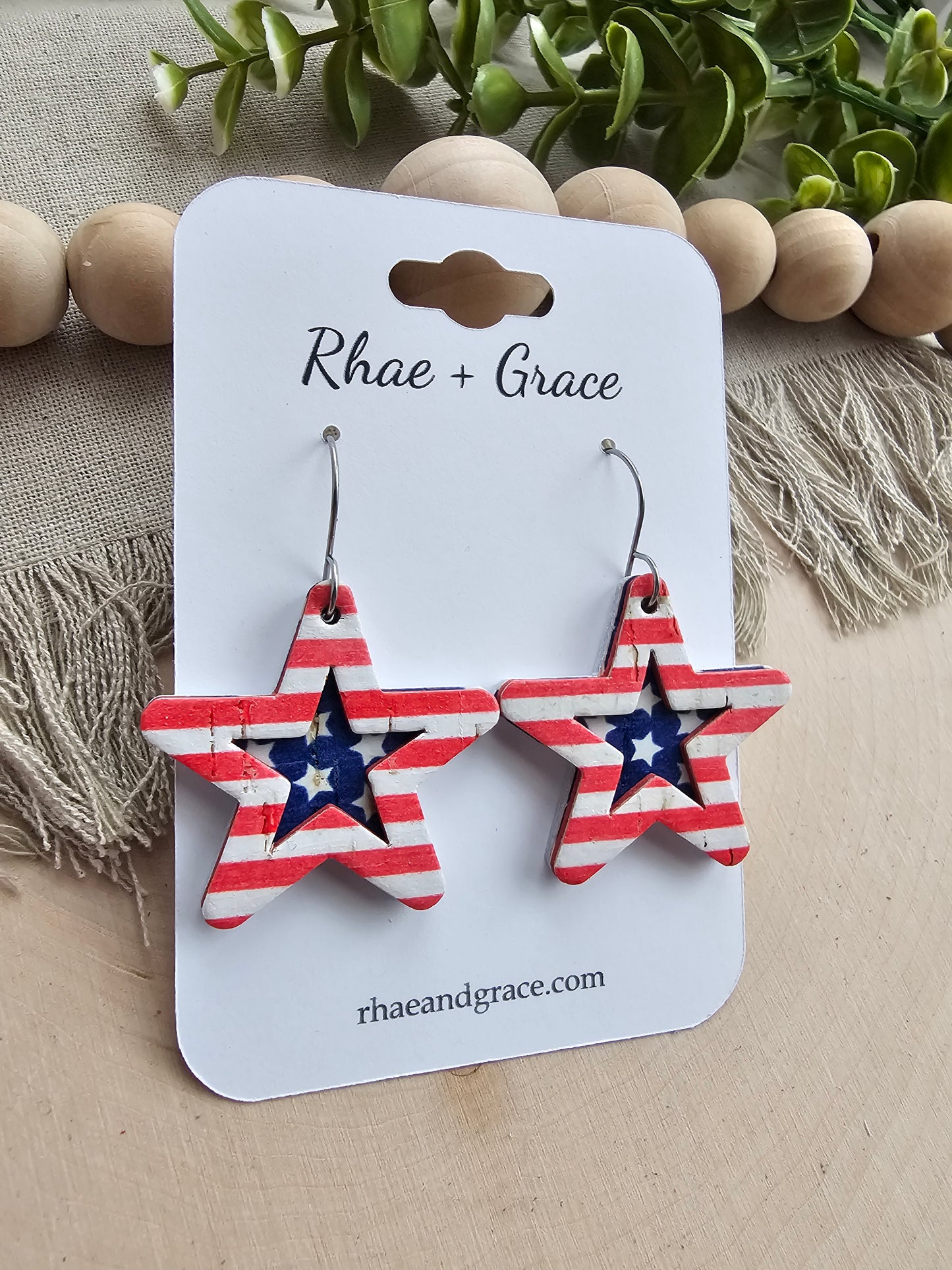 The Red, White & Blue Layered Star Earrings