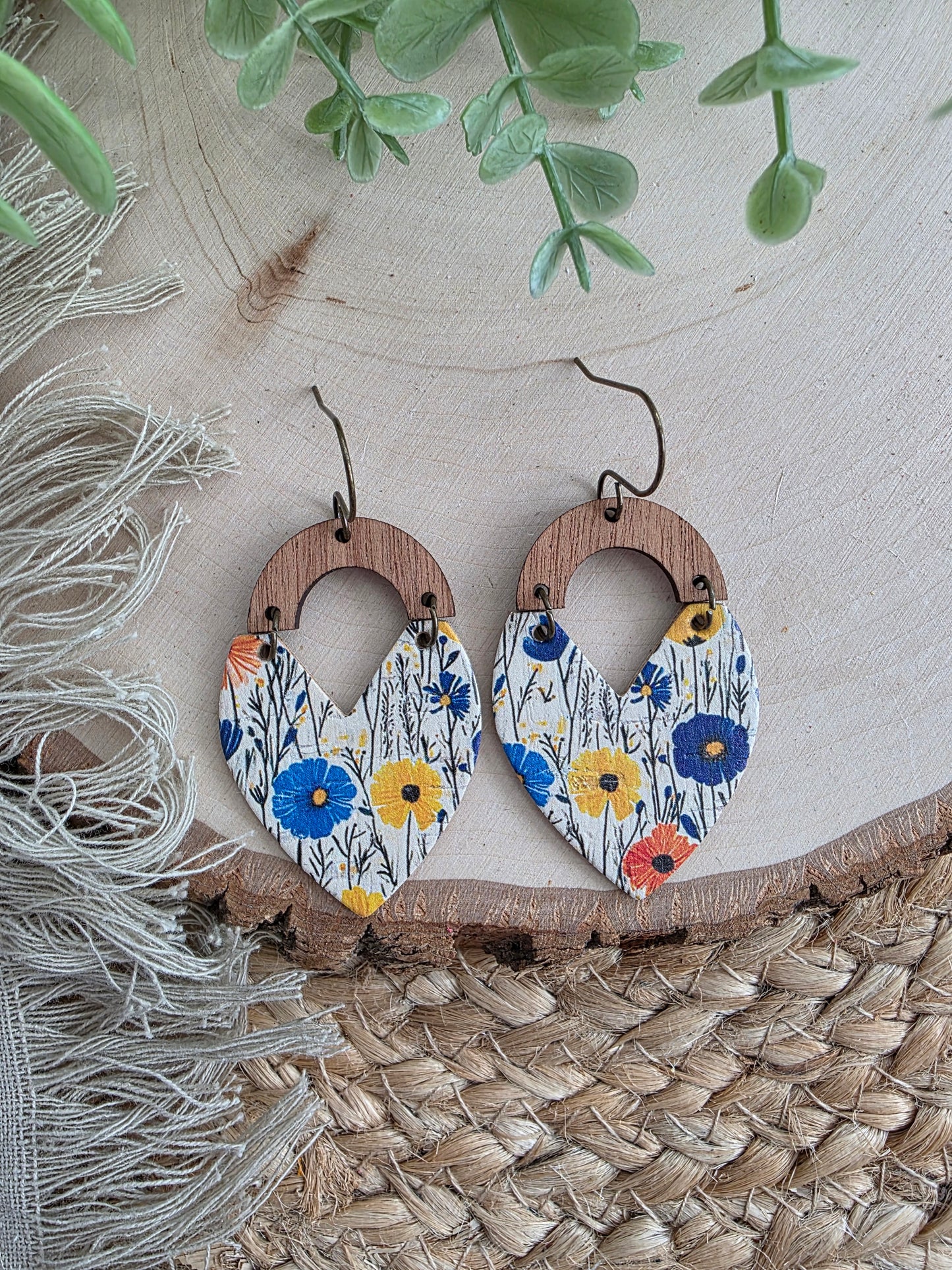 Vibrant Wildflower Swoop Earrings - Large