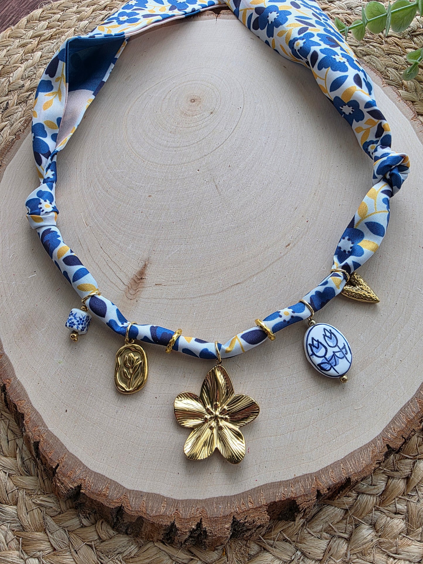 Golden Bloom Scarf Charm Necklace